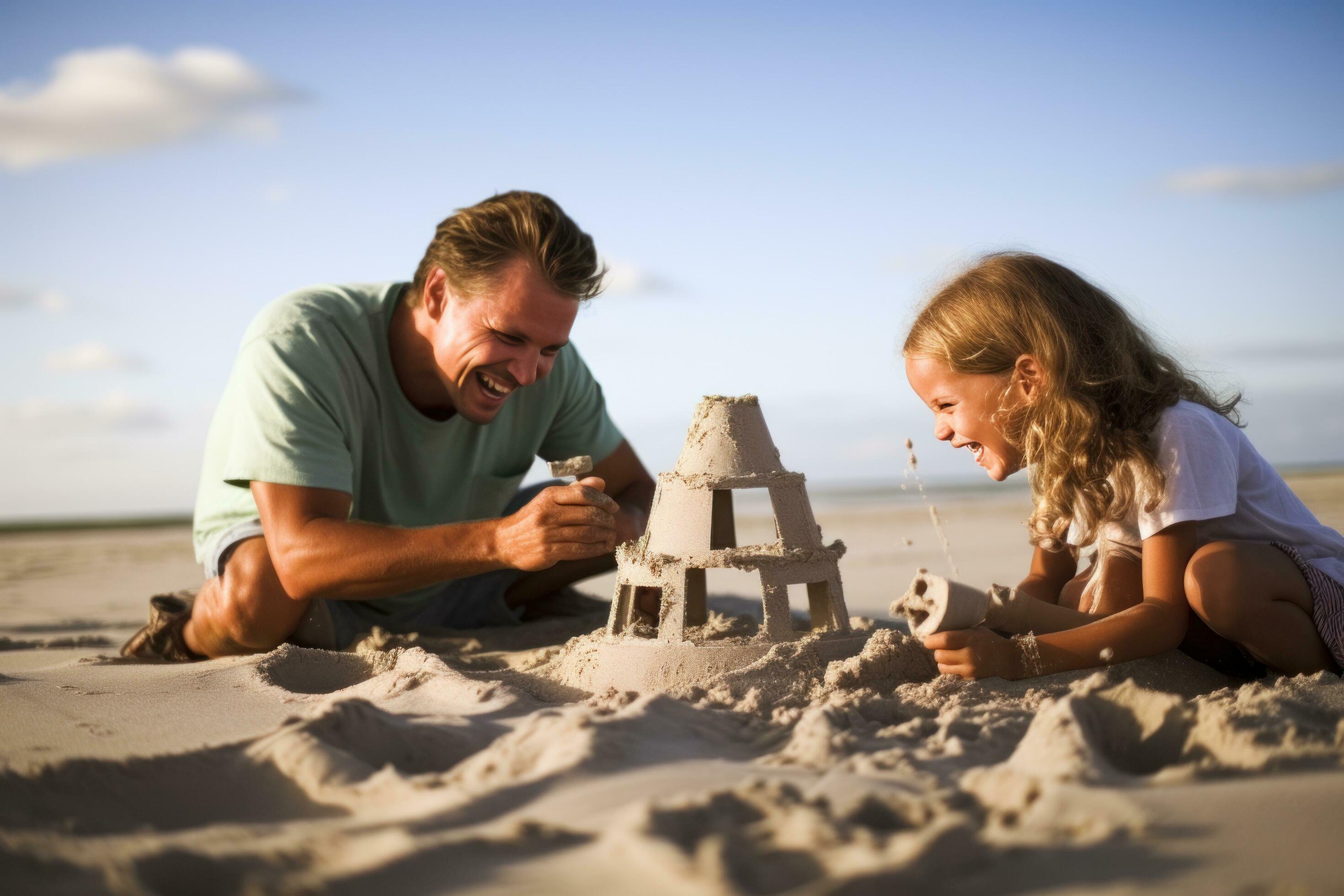 Happy family on the beach Stock Free