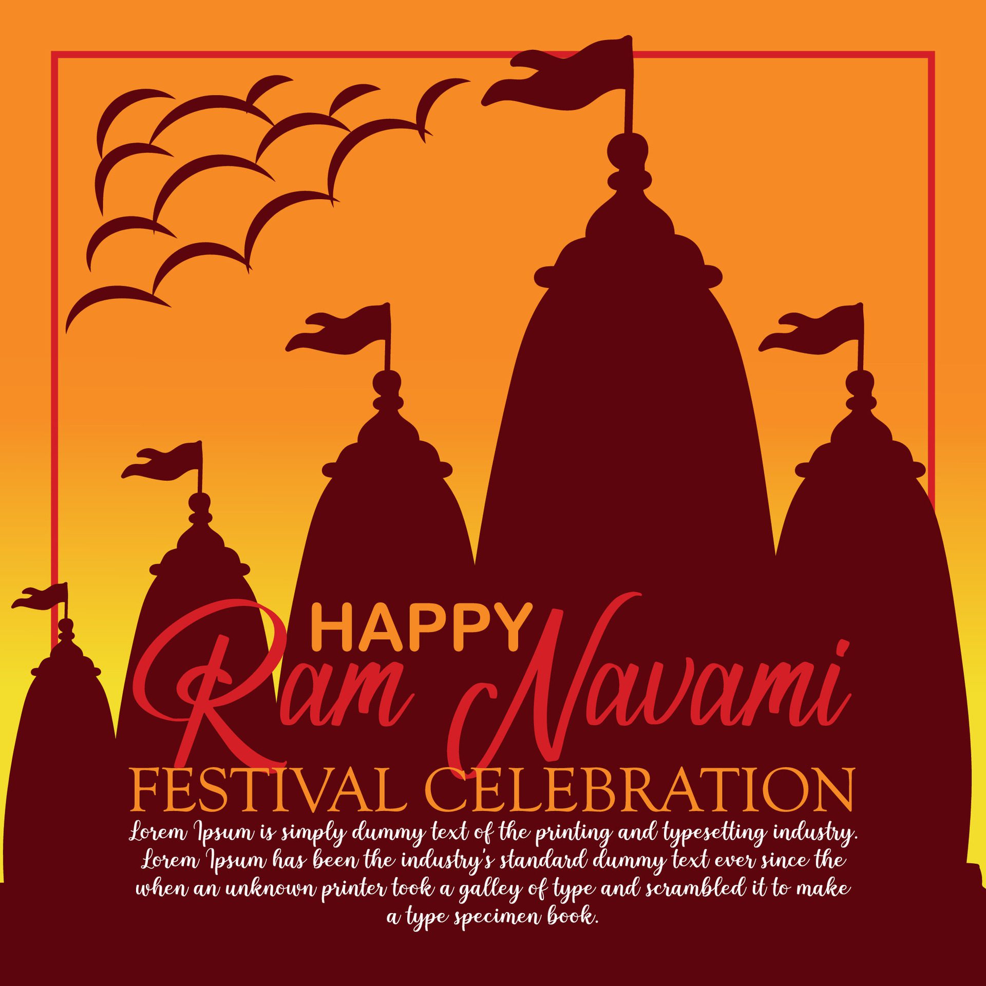 Happy Ram Navami cultural Banner Hindu festival vertical post wishes celebration card Ram Navami celebration background Free Vector