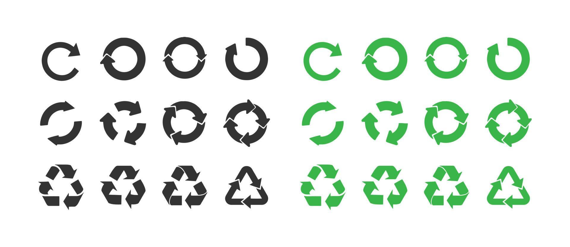 Recycle and ecology icons collection. Set of circle arrow vector icons. Recycle Recycling symbol Stock Free