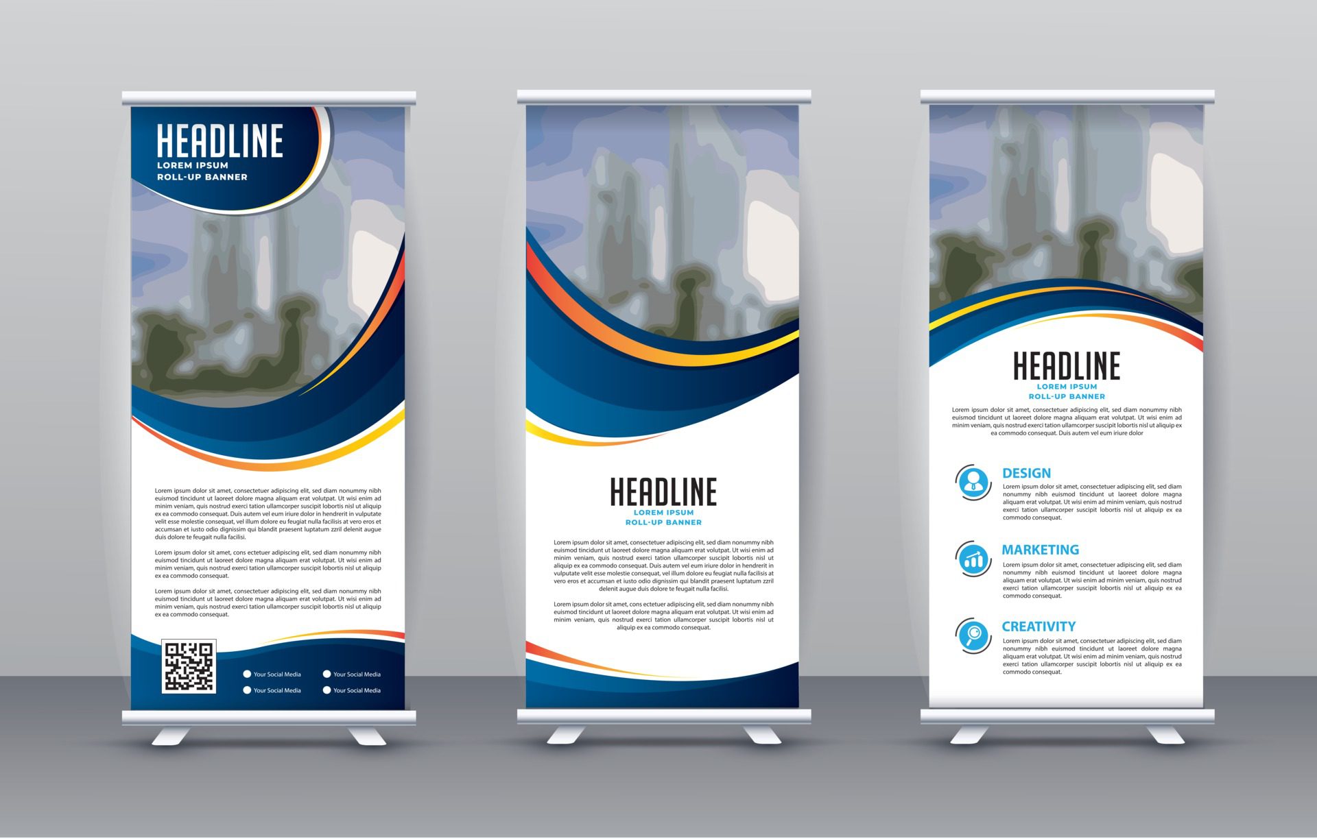 roll up design template for banner advertising Free Vector