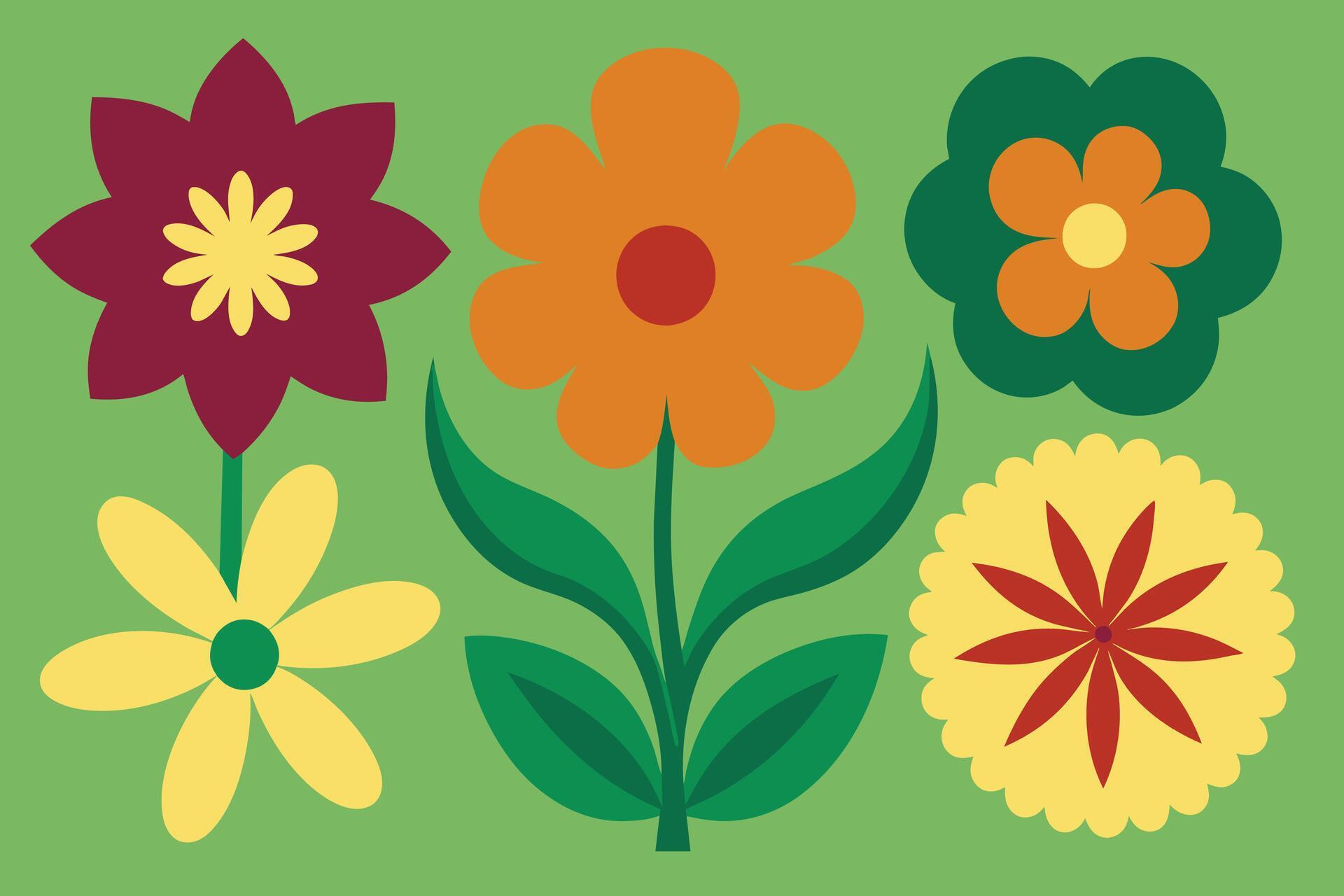 Assorted Flower Shape Vector Stock Free