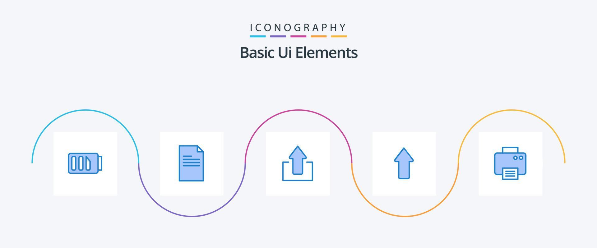 Basic Ui Elements Blue 5 Icon Pack Including . machine. arrow. printed. printer Stock Free