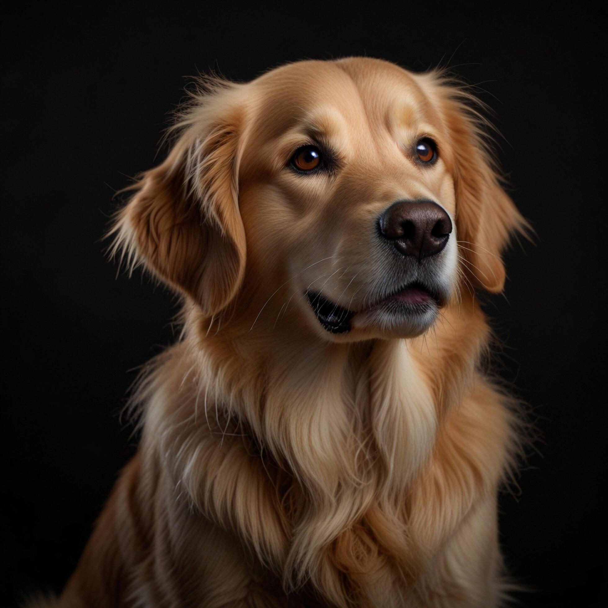 Golden Retriever Goldie Dog Pet black background Stock Free