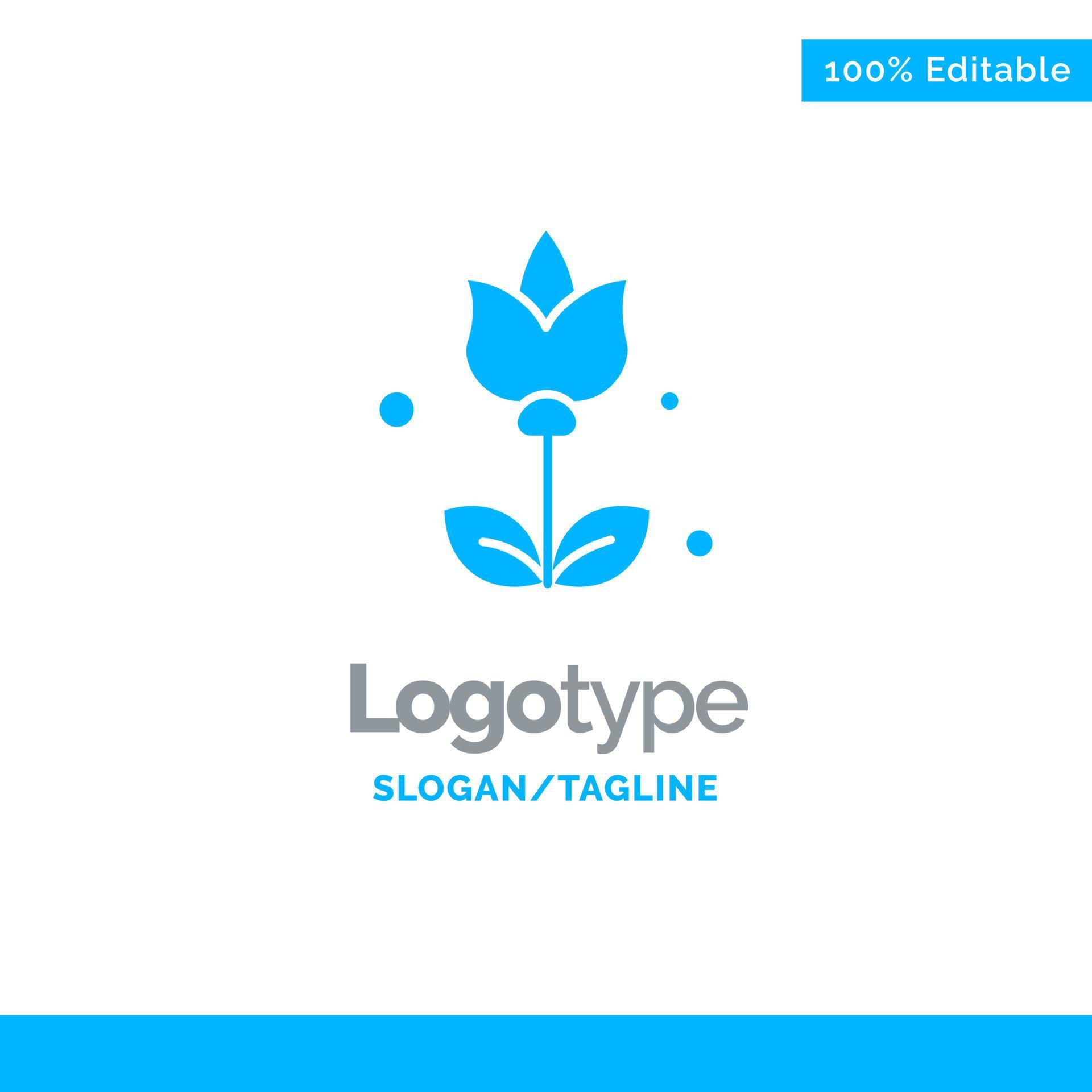 Bouquet Flowers Present Blue Solid Logo Template Place for Tagline Stock Free