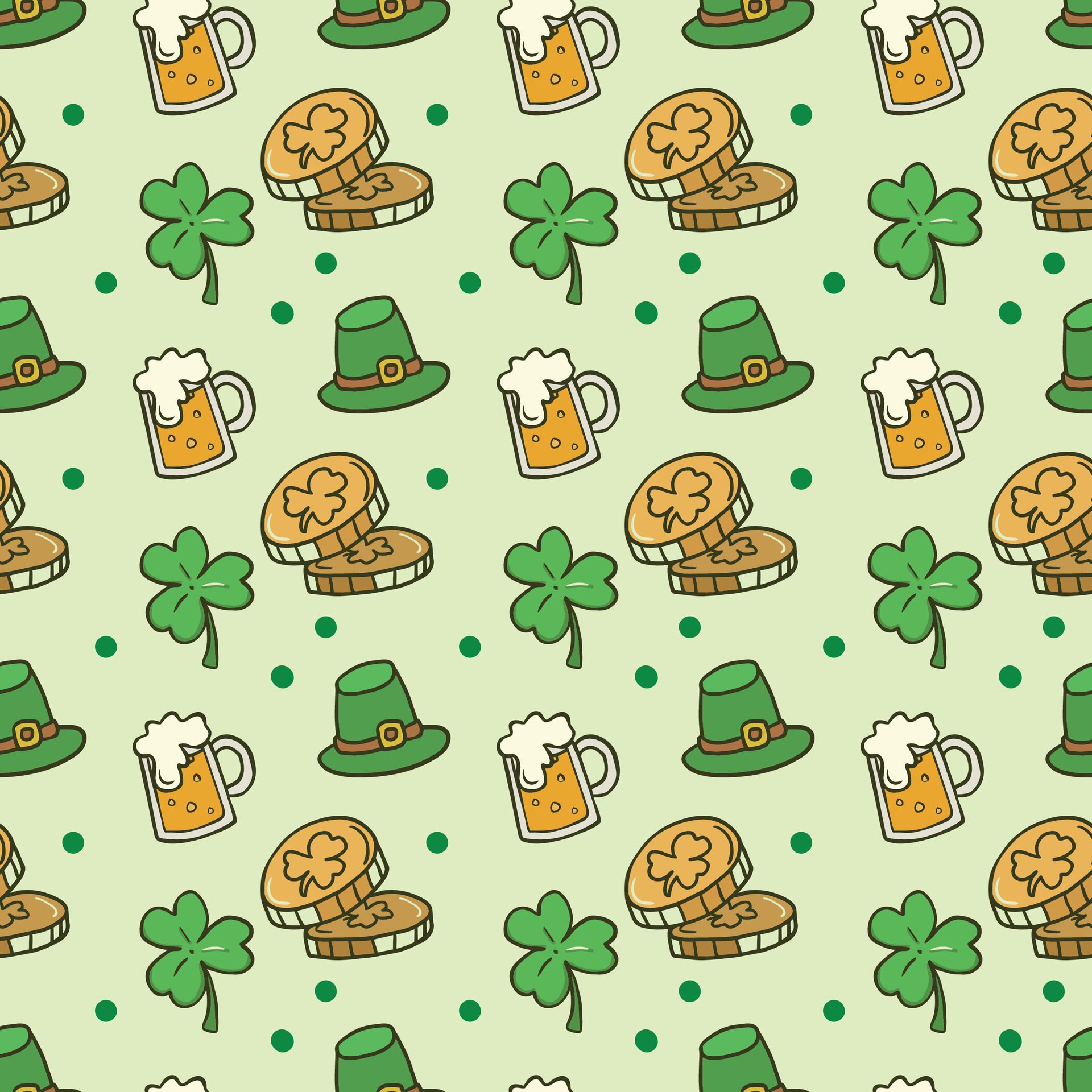 Kiss Me For Luck Seamless Pattern Design Free Vector