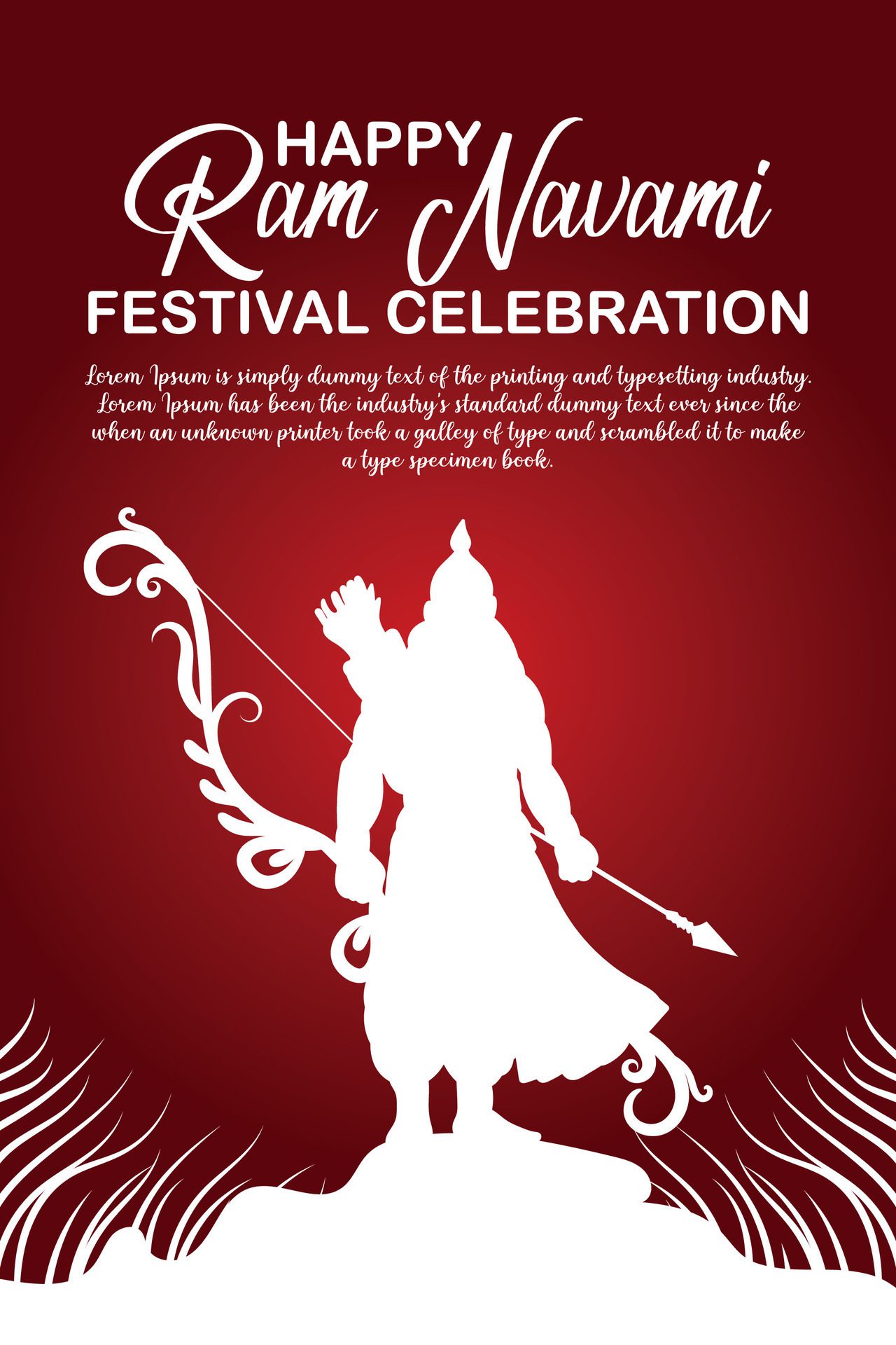 Happy Ram Navami cultural Banner Hindu festival vertical post wishes celebration card Ram Navami celebration background Free Vector