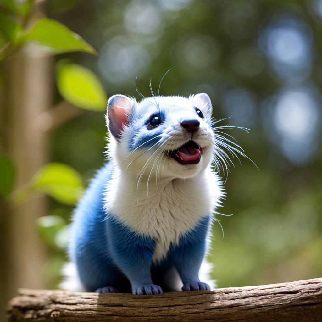 A blue ferret singing by @ai_generated