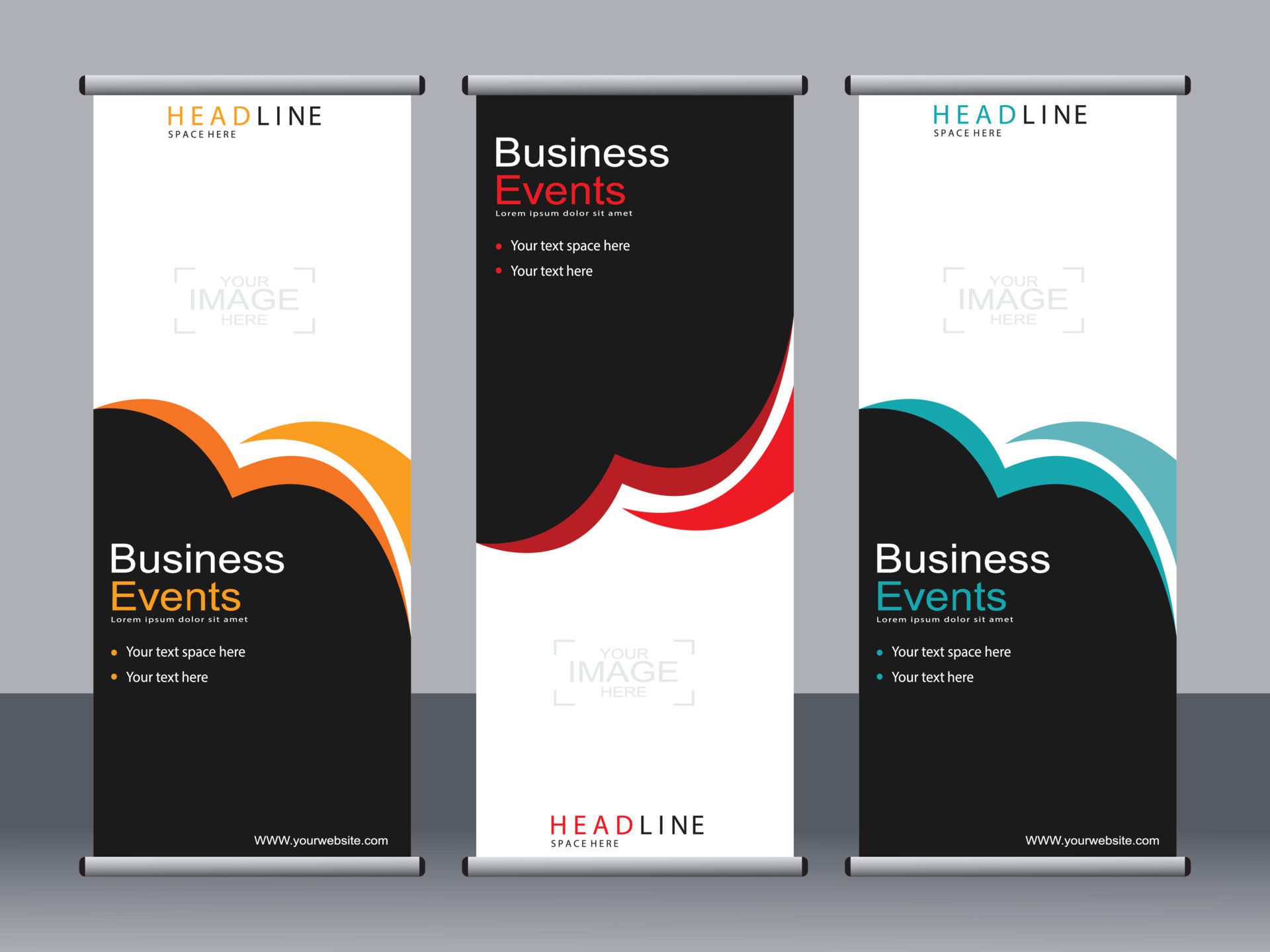 Business banner roll up set standee banner template. Free Vector