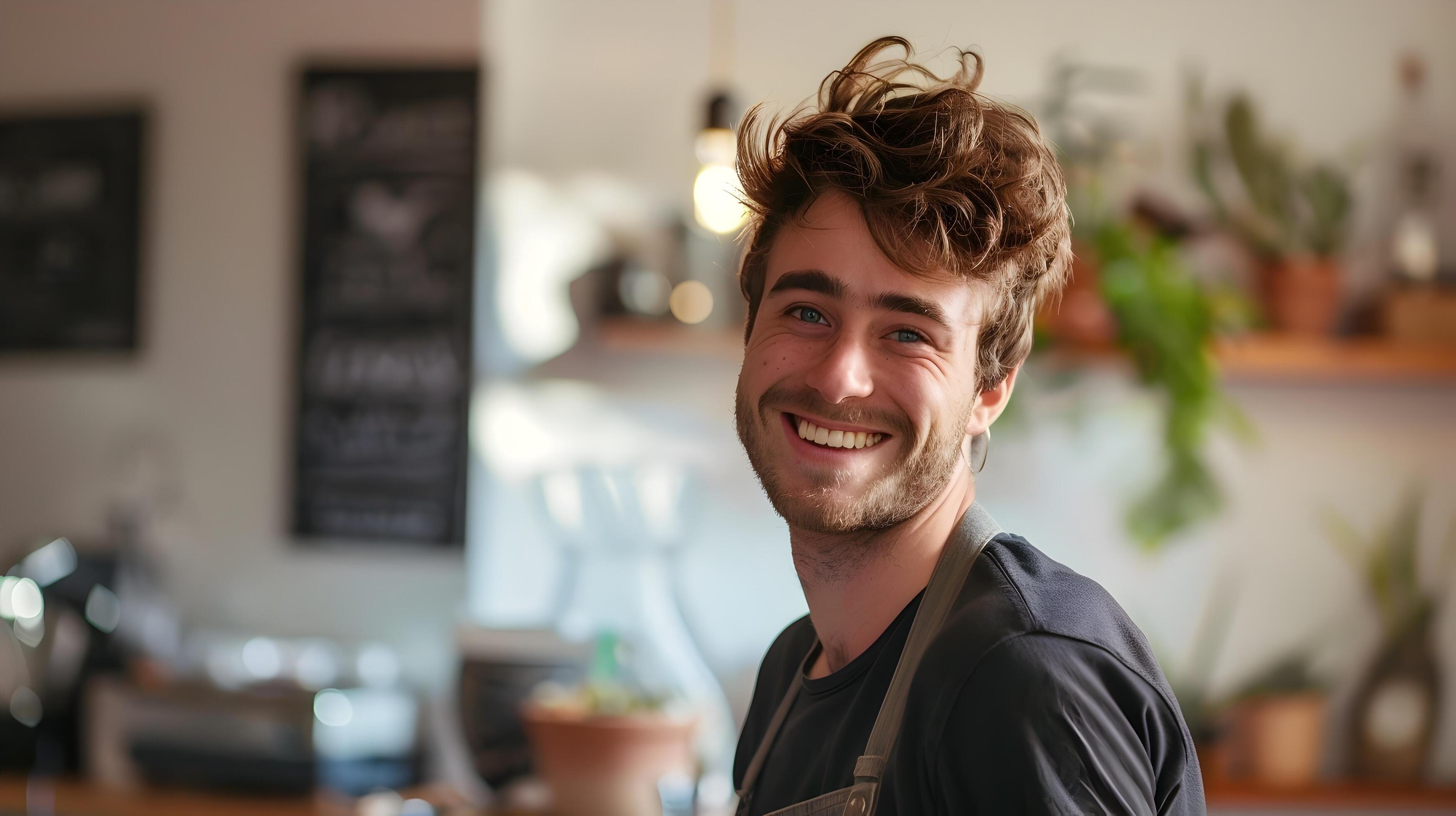 Confident Young Professional Smiling in Casual Office Setting Stock Free