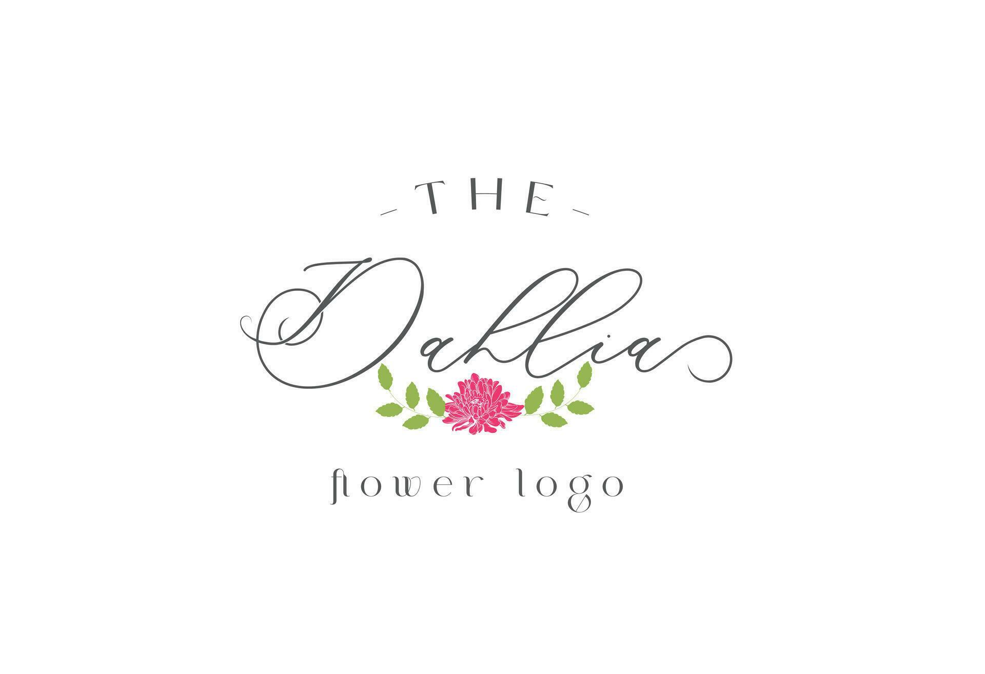 Dahlia flower vector logo modern flower logo Stock Free