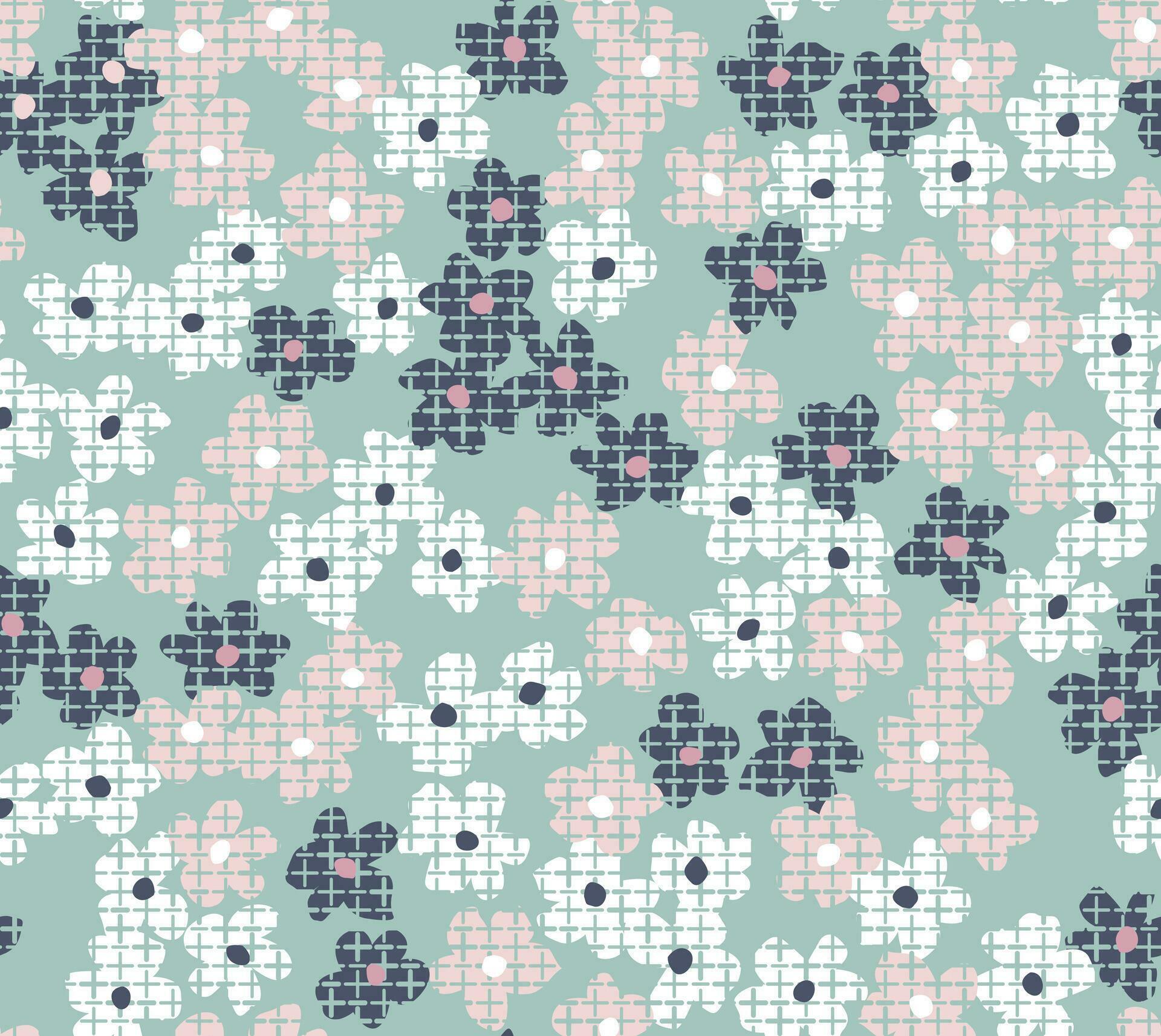 Unique nostalgic ditsy flower seamless pattern with abstract texture Stock Free