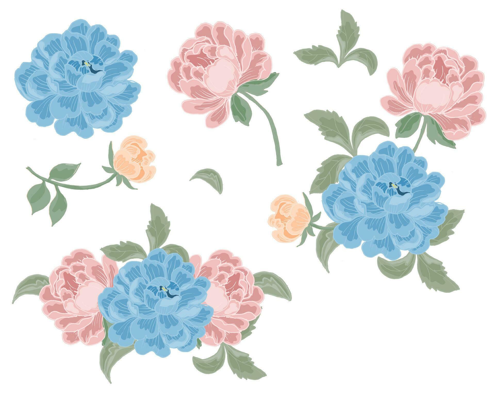 Hand Drawn Rose and Peony Flower Stock Free and Free SVG