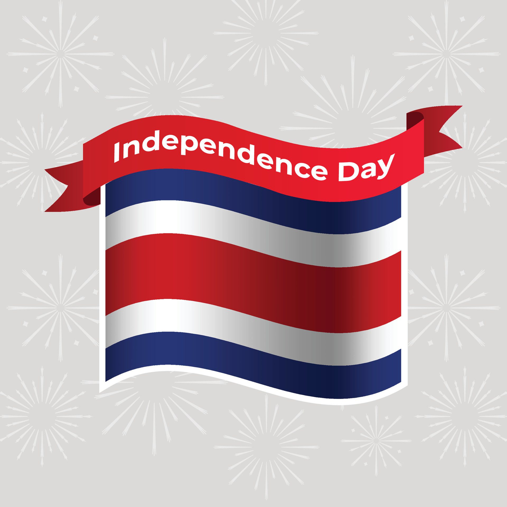 Costa Rica Wavy Flag Independence Day Banner Background Free Vector