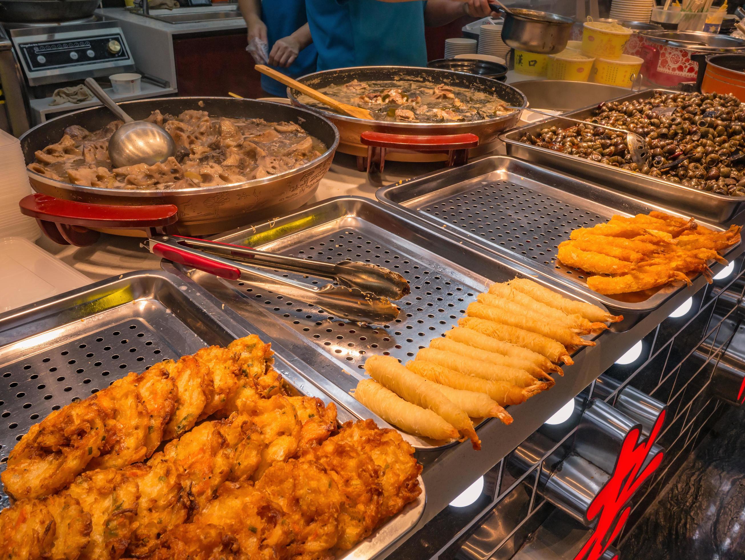 Chinese Street Food in Street Food Alley at Changsha city China.changsha is the capital and most populous city of Hunan province in china Stock Free