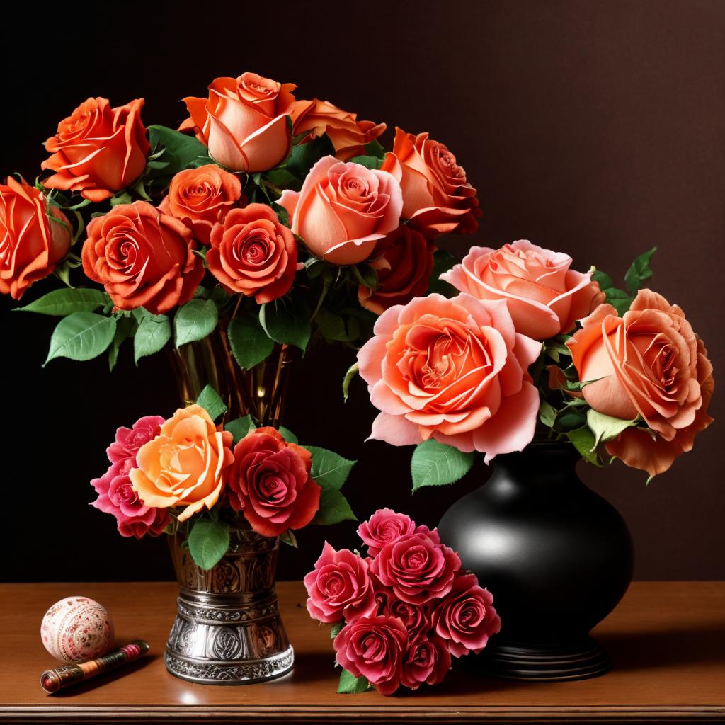 Orange and pink roses by @ai_generated