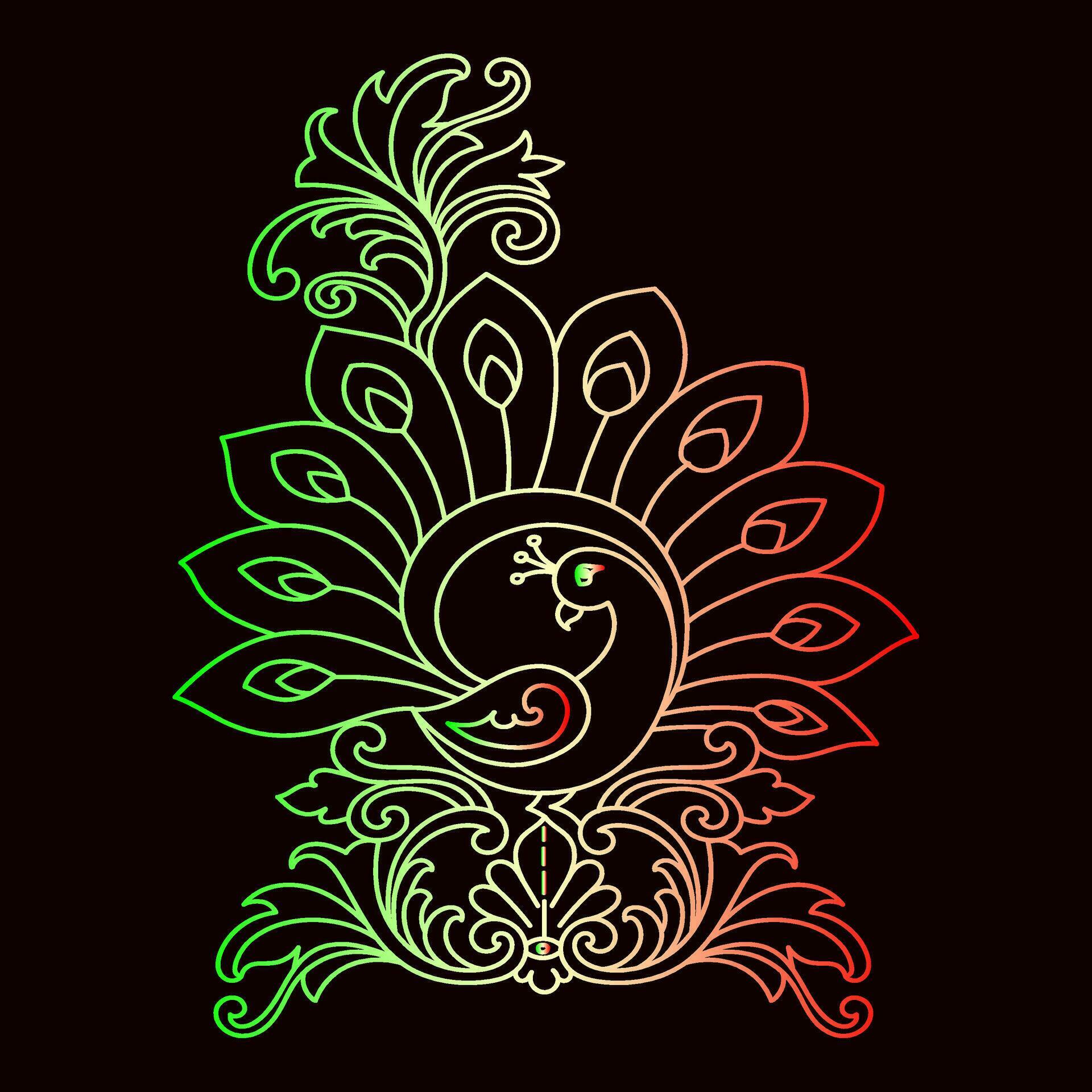 Rainbow color line art floral vector illustration, colorful vintage decorative vector template, rainbow color flower ornaments. Stock Free and Free SVG