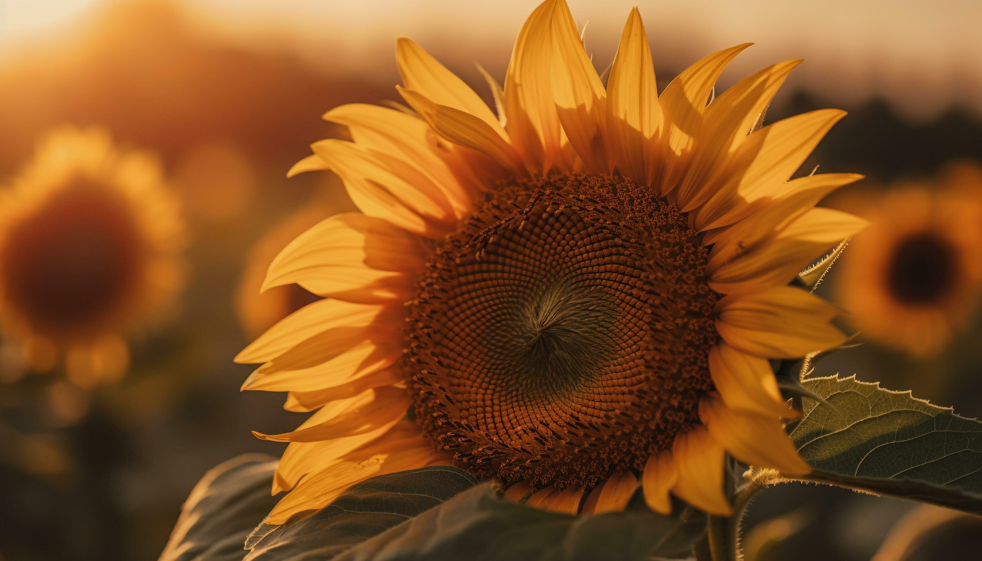 Vibrant sunflower in nature meadow, a single flower growth generated by AI Stock Free