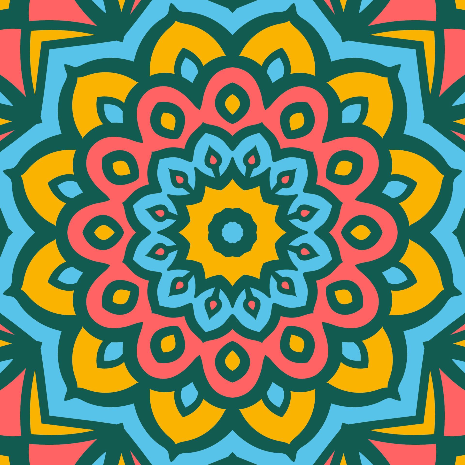 abstract flower mandala tile or scarf vector design element Stock Free