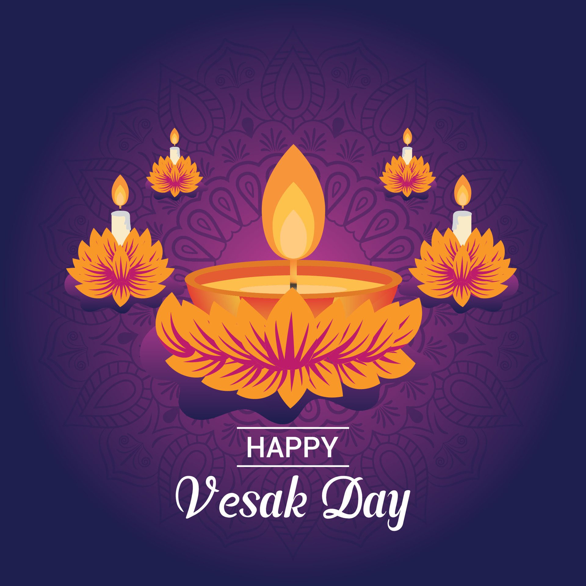 Flat vesak day illustration festival celebration social media post and vesak day Banner Free Vector