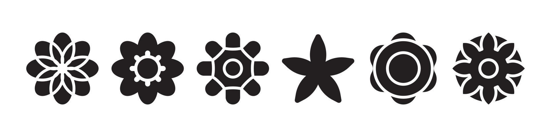 Flower vector set, flowers icons black and white. free download Stock Free