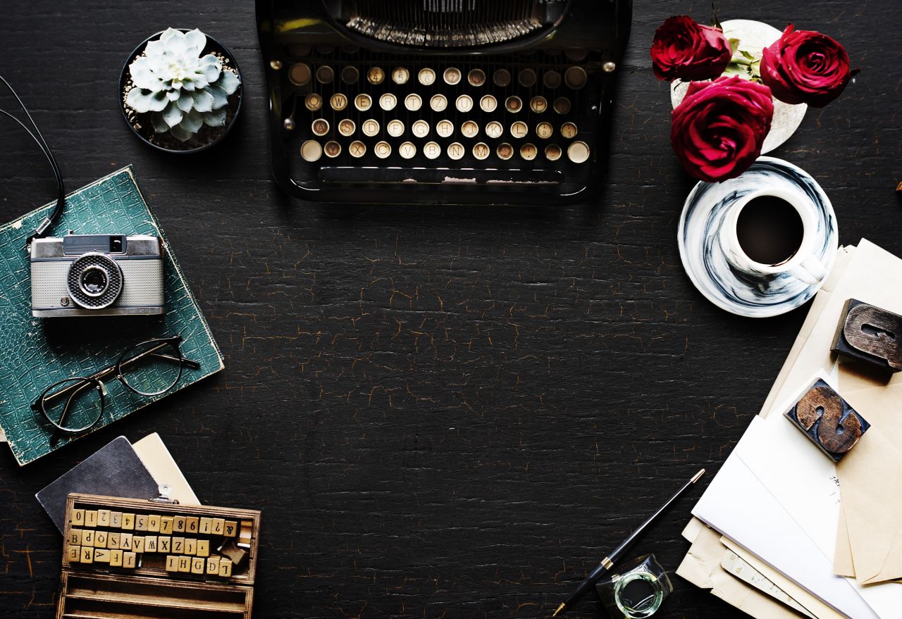 Vintage Desk Typewriter Glasses Stock Free
