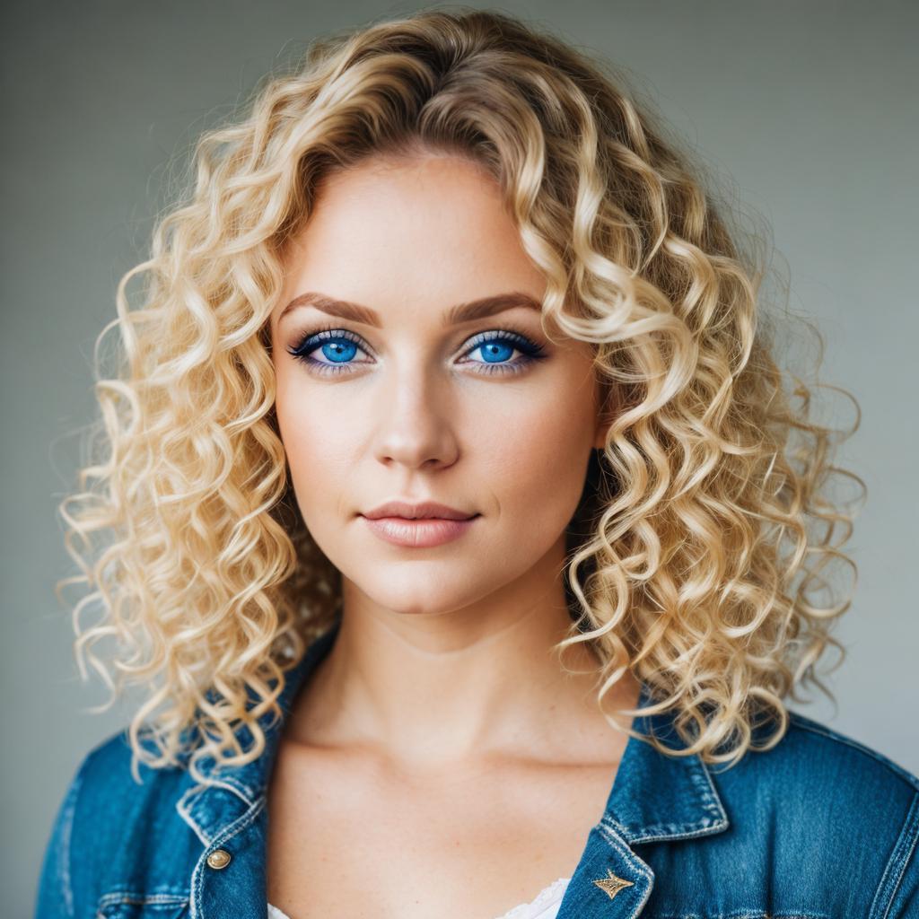 Woman with blonde curly by @ai_generated