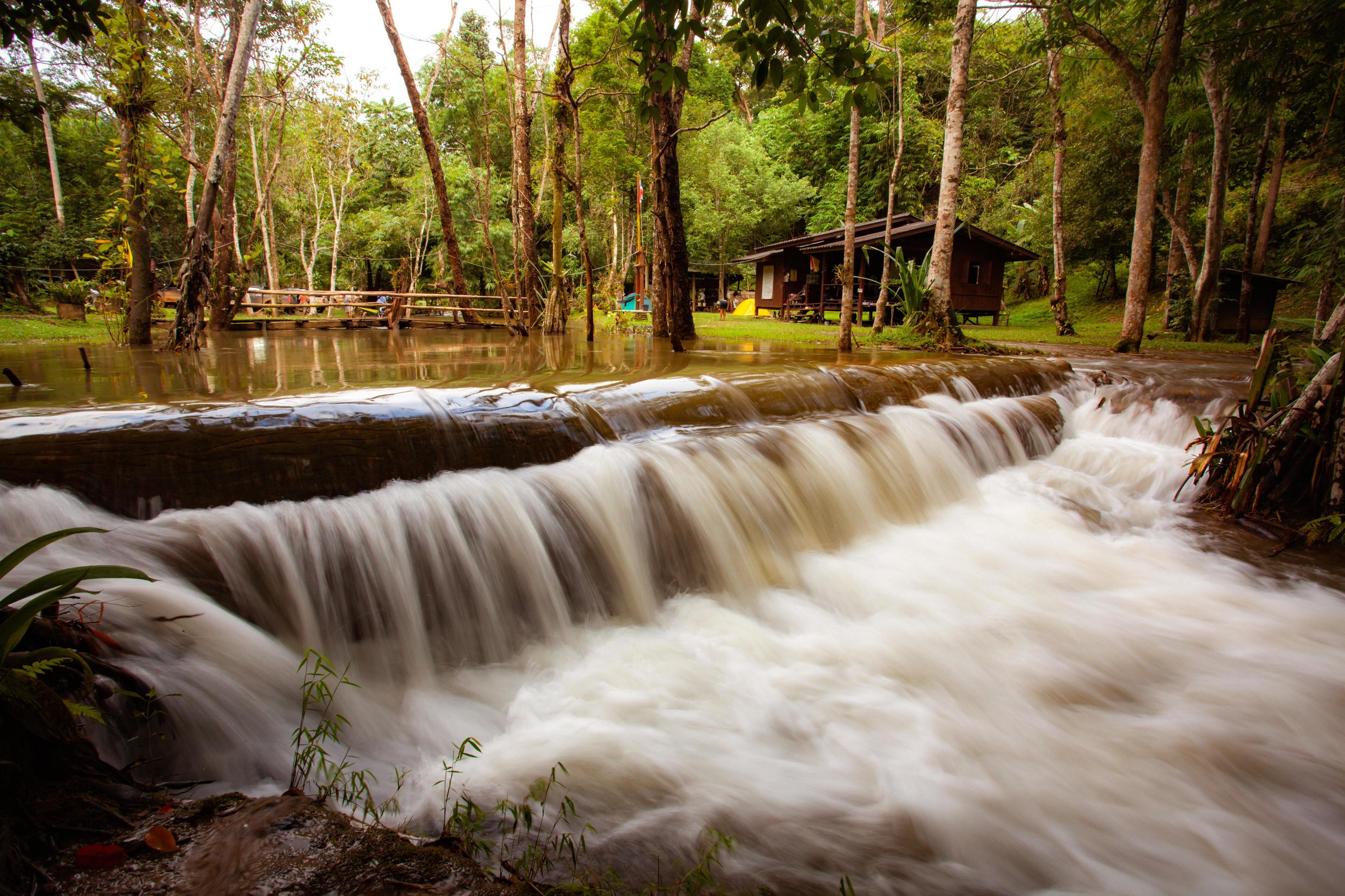 Pha Tad Waterfall in the National Park in Kanchanaburi Province, Thailand Stock Free