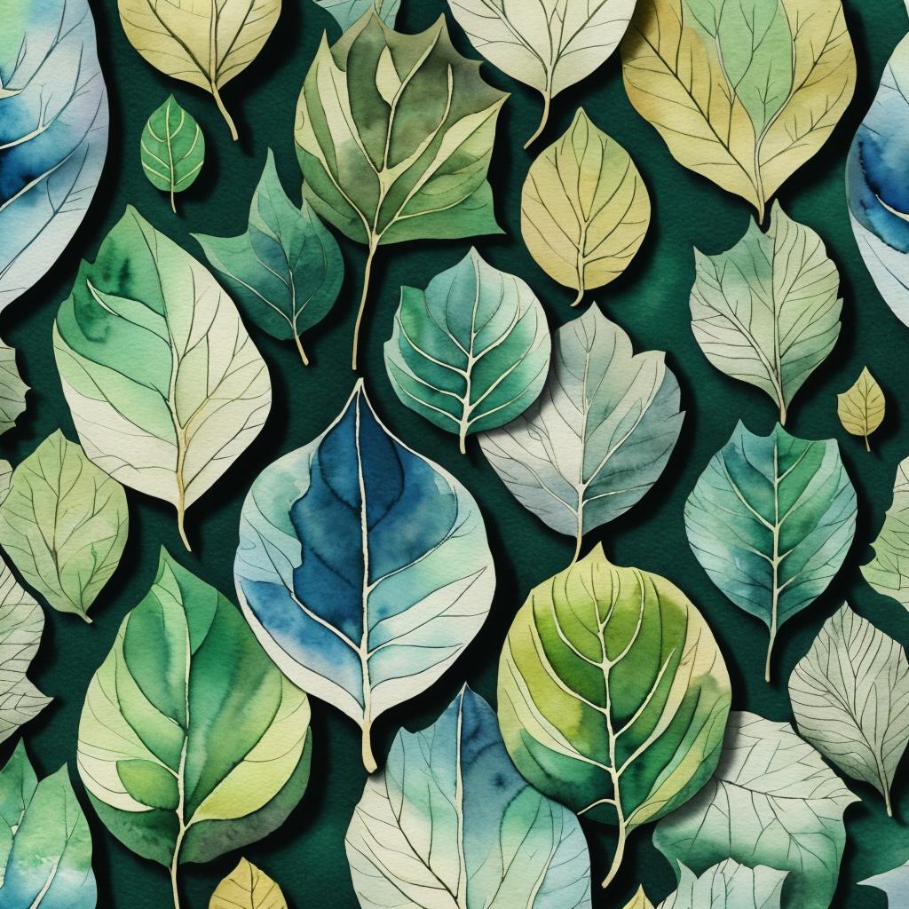 Fabric pattern leaf HD,Watercolor,Transparent,Trending by @ai_generated