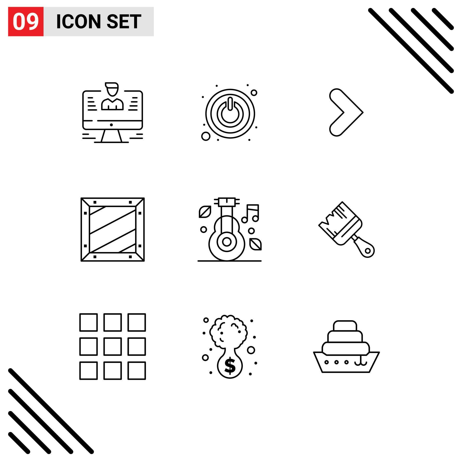 User Interface Pack of 9 Basic Outlines of alternative development arrow design box Editable Vector Design Elements Stock Free