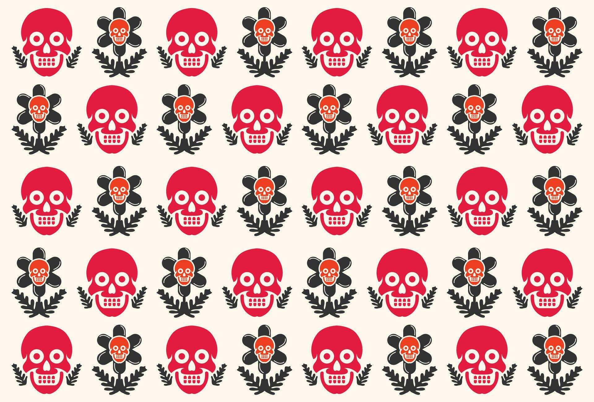 skull and flower pattern Stock Free