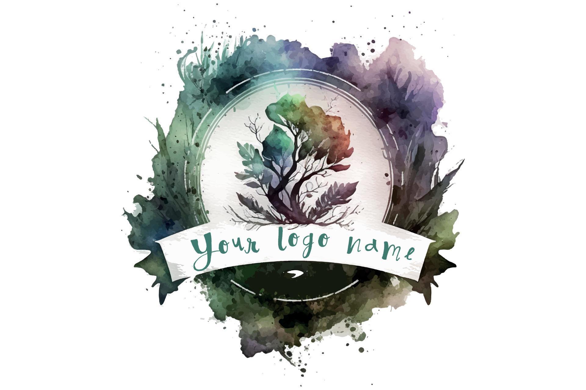 Watercolor Floral Logo, Round Floral Logo, modern Watercolor Logo, Logo Design, Calligraphy Logo, Floral Logo, Flower Logo Stock Free