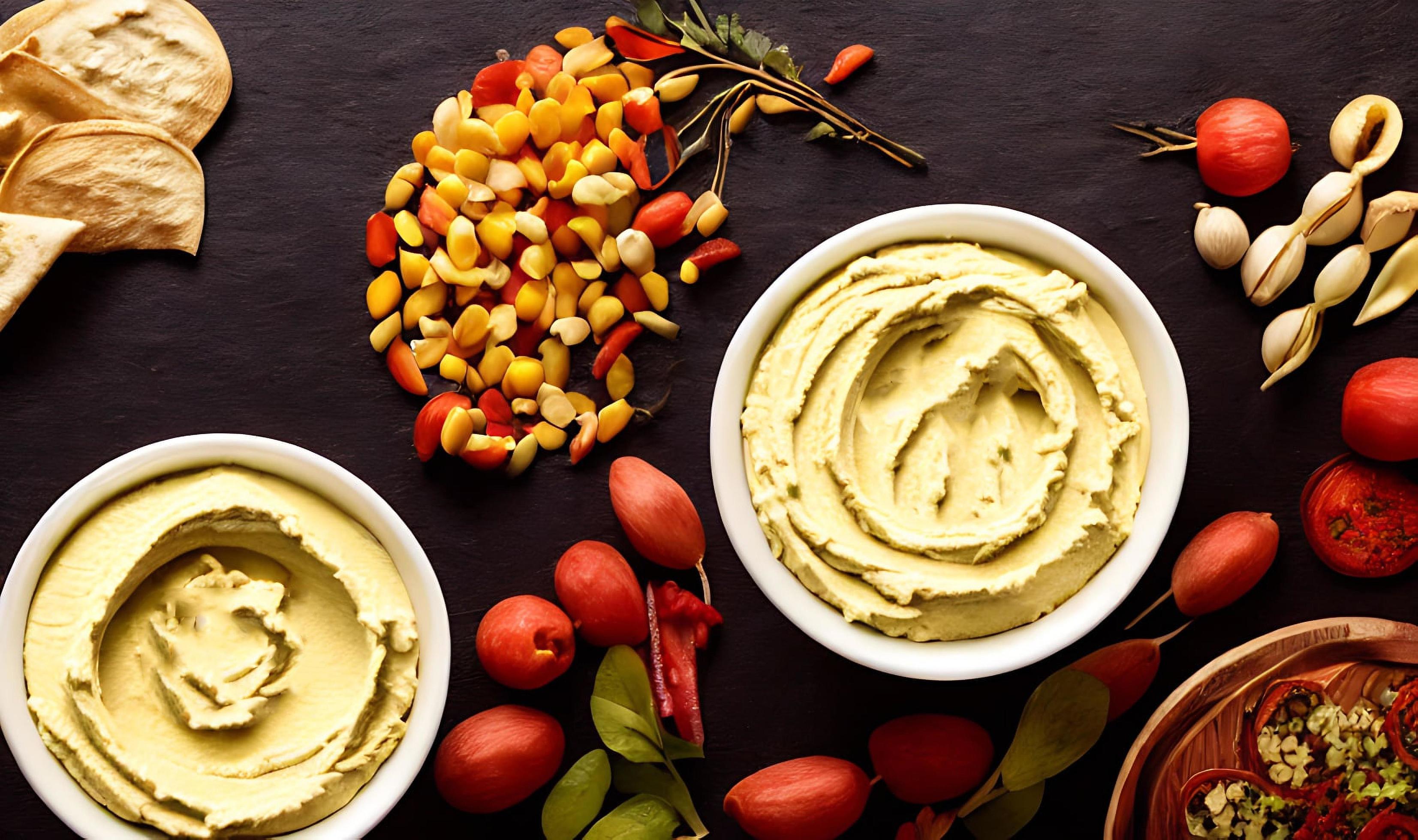 Healthy food. Traditional freshly made organic hummus. Stock Free