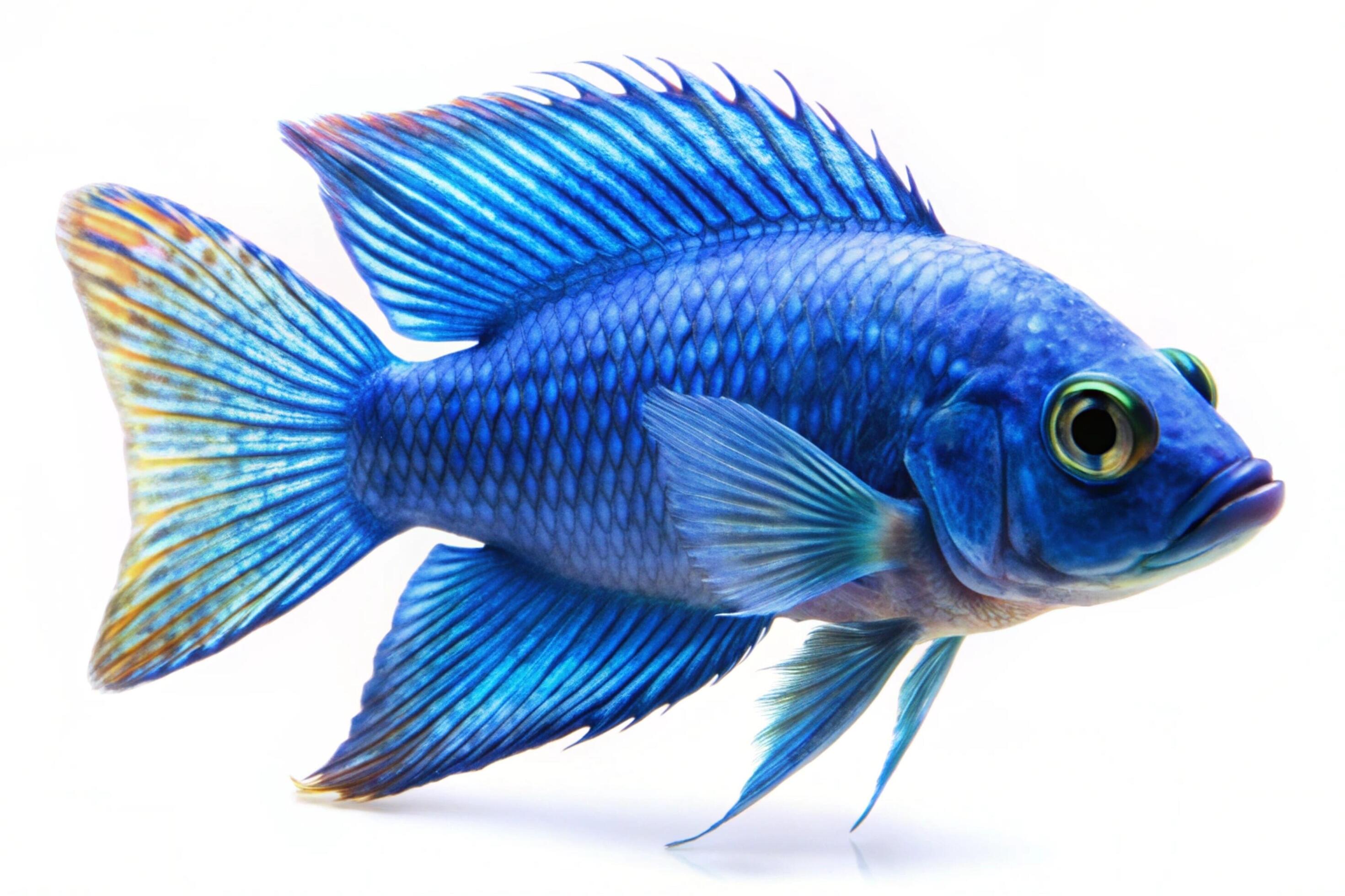 Blue ornamental fish isolated on white background Stock Free