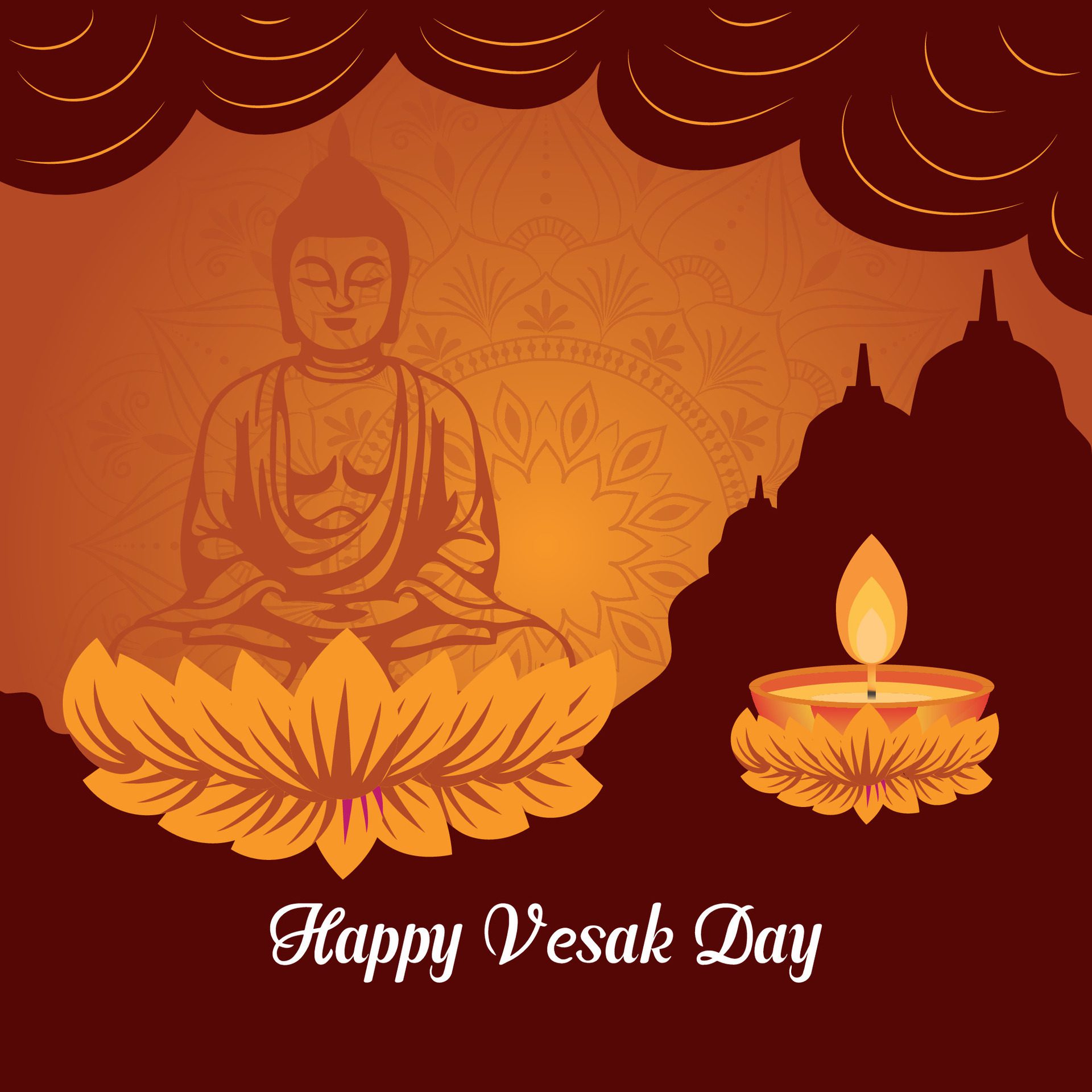 Flat vesak day illustration festival celebration and vesak day Banner Free Vector