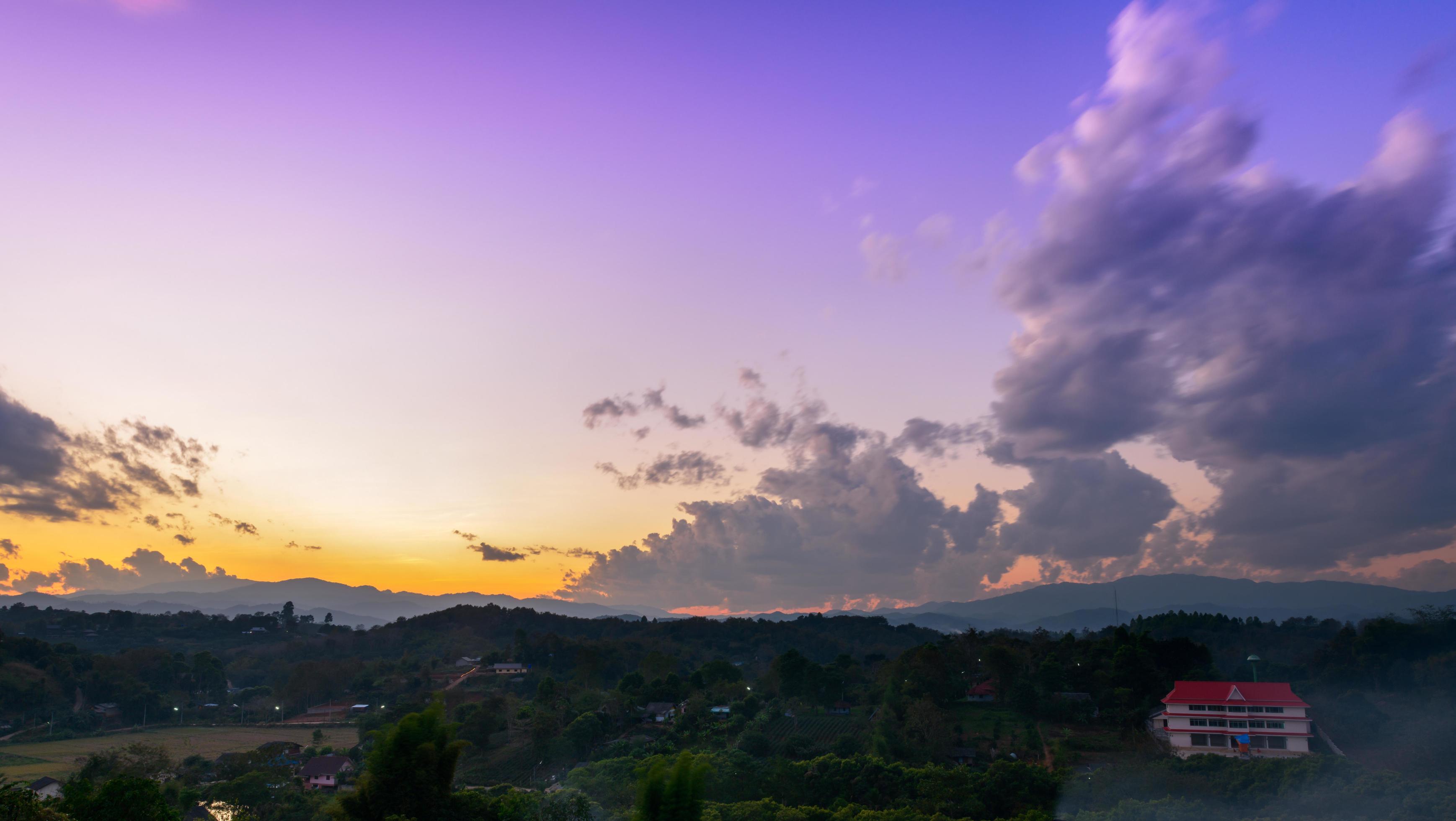 Beautiful twilight sky on mountain Stock Free