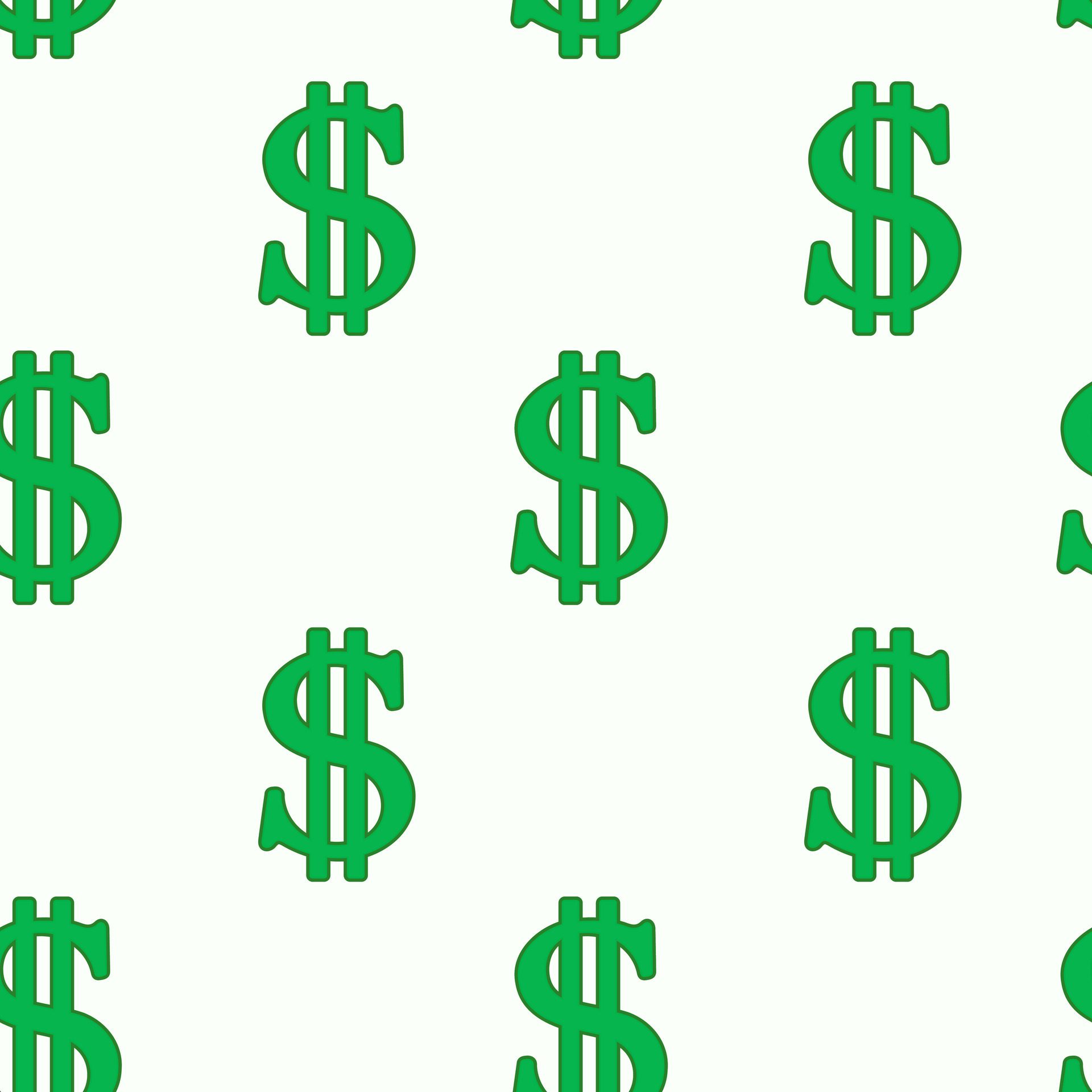 Green Dollar Sign Seamless Pattern Free Vector