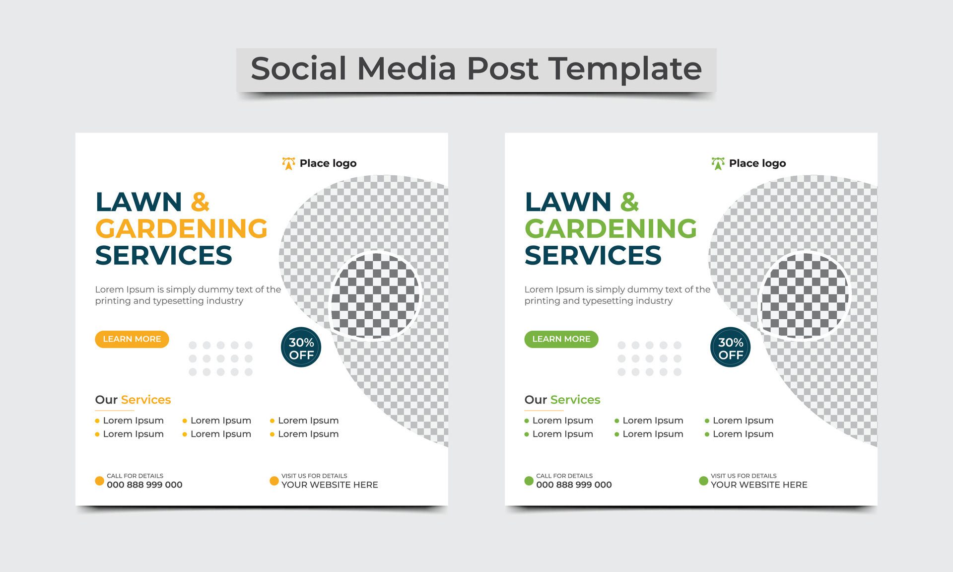 Lawn Mower Garden or Landscaping Service Social Media Post and Web Banner Template. Free Vector