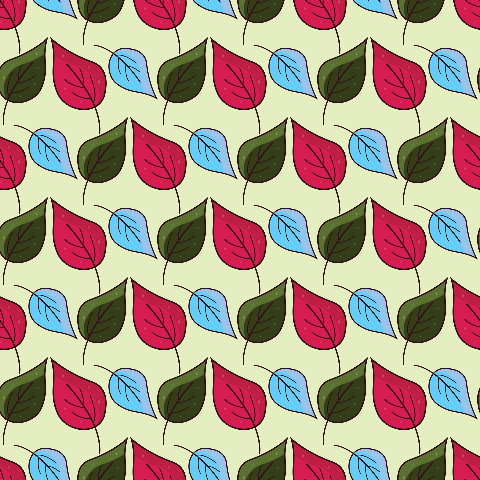 Chaotic leaves Seamless Pattern Design Free Vector