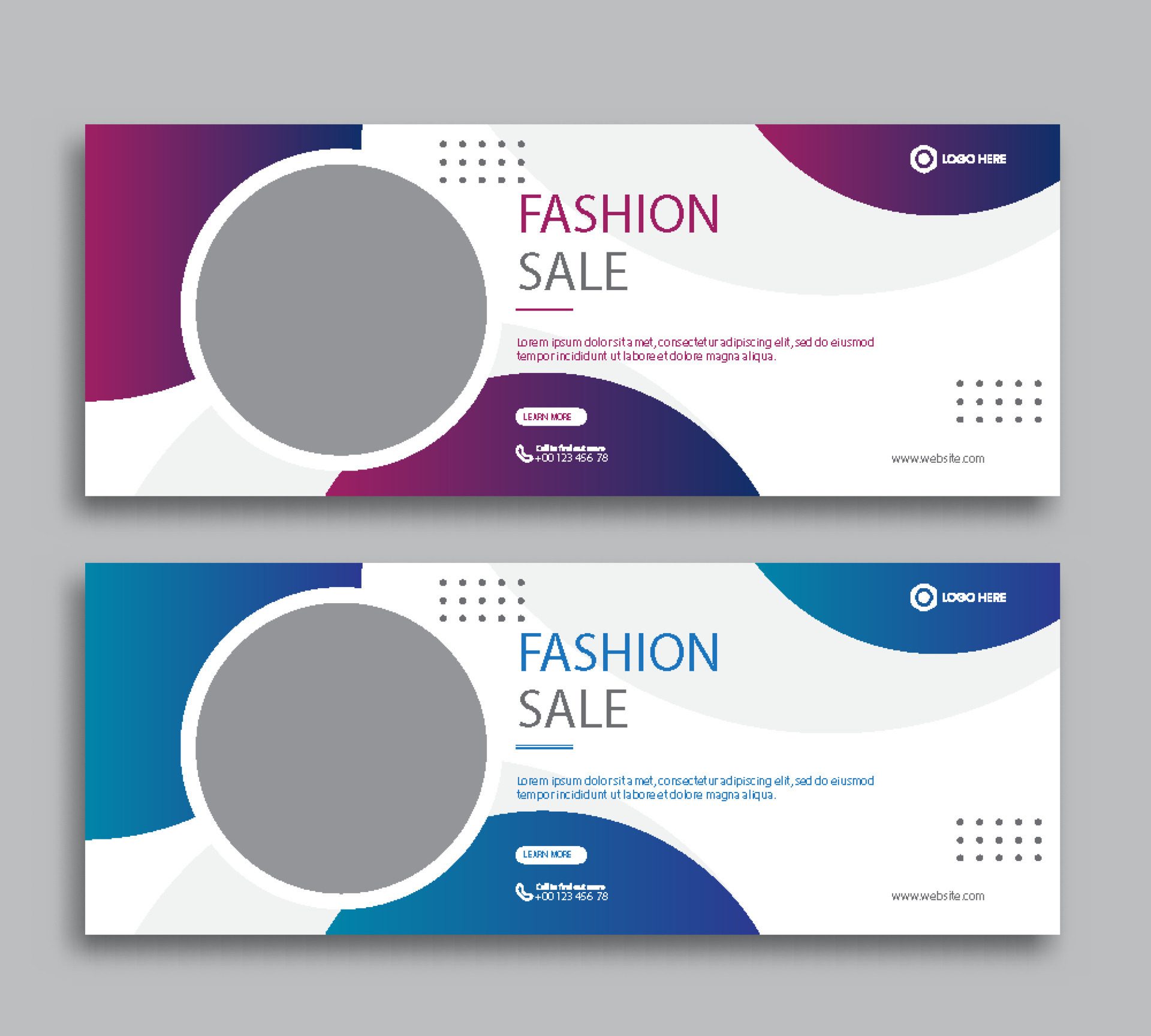 Fashion sale web cover and banner template Free Vector