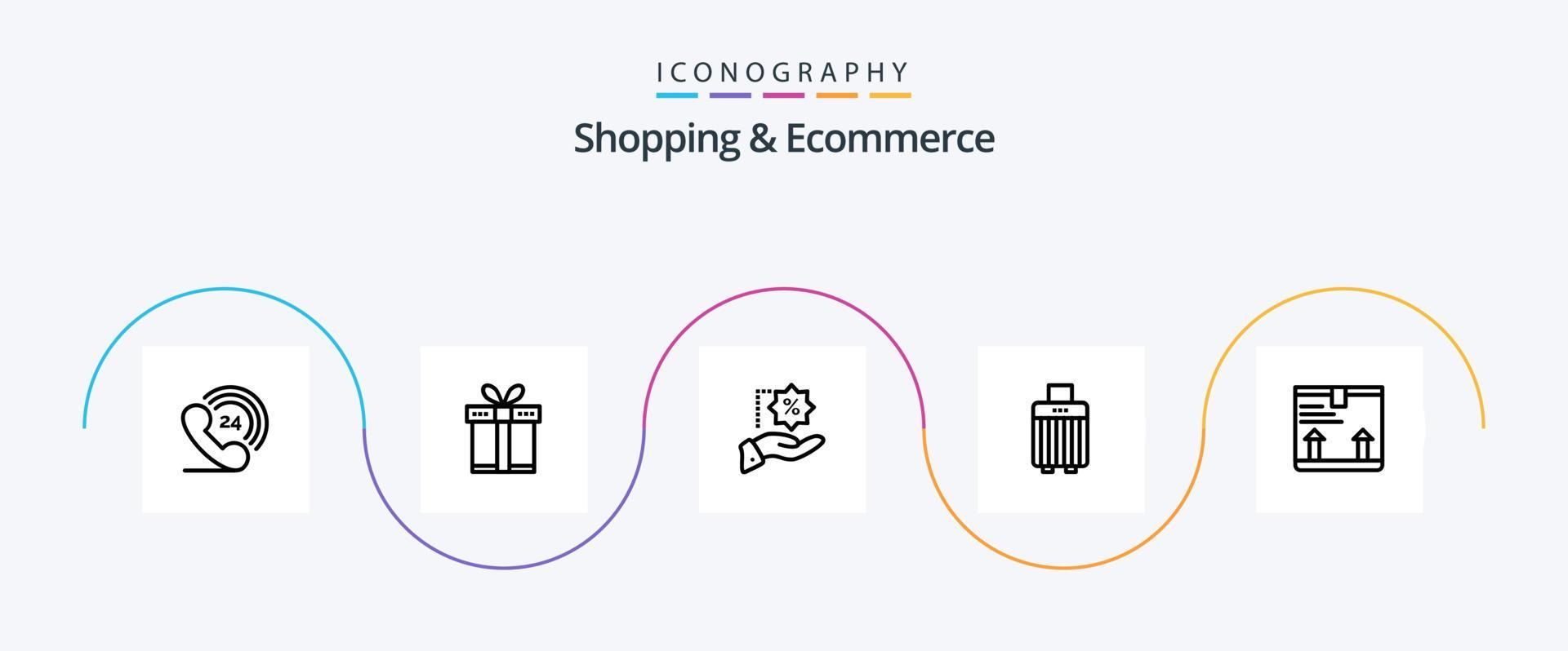 Shopping And Ecommerce Line 5 Icon Pack Including arrow. deliver. precentage. buy. luggage Stock Free