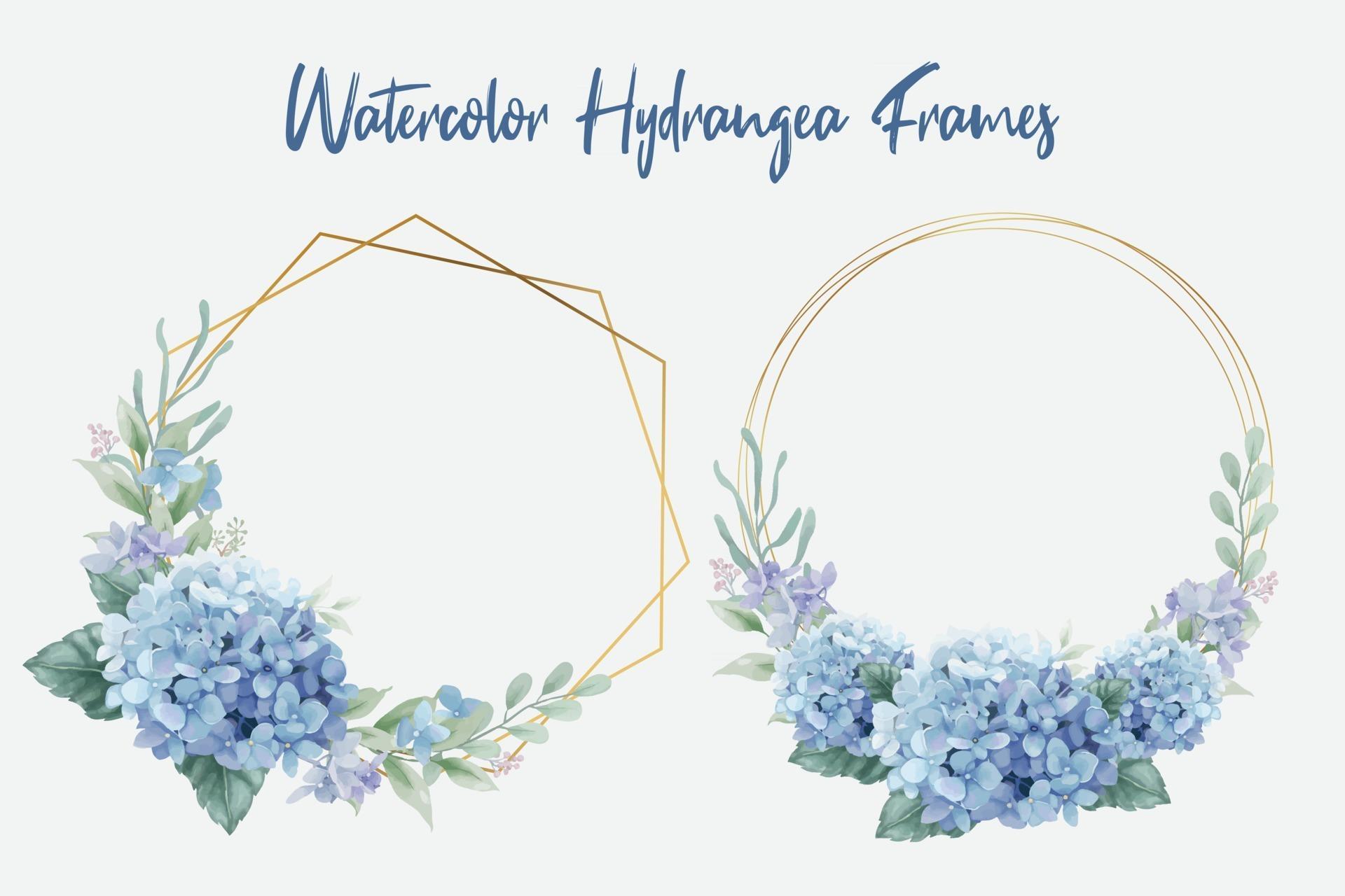 Watercolor Hydrangea Flowers Frames Stock Free