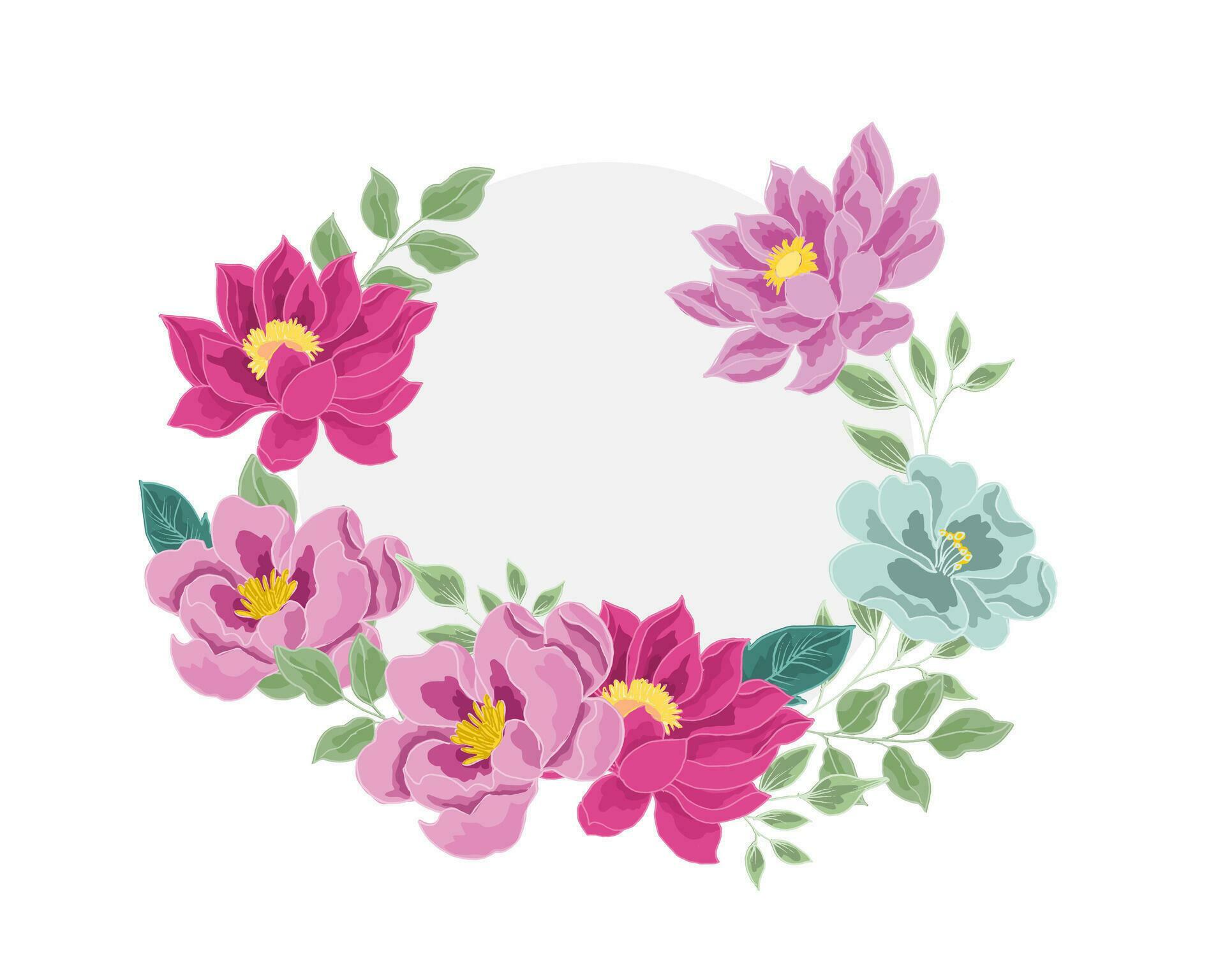 Hand Drawn Lotus Flower Wreath Stock Free and Free SVG