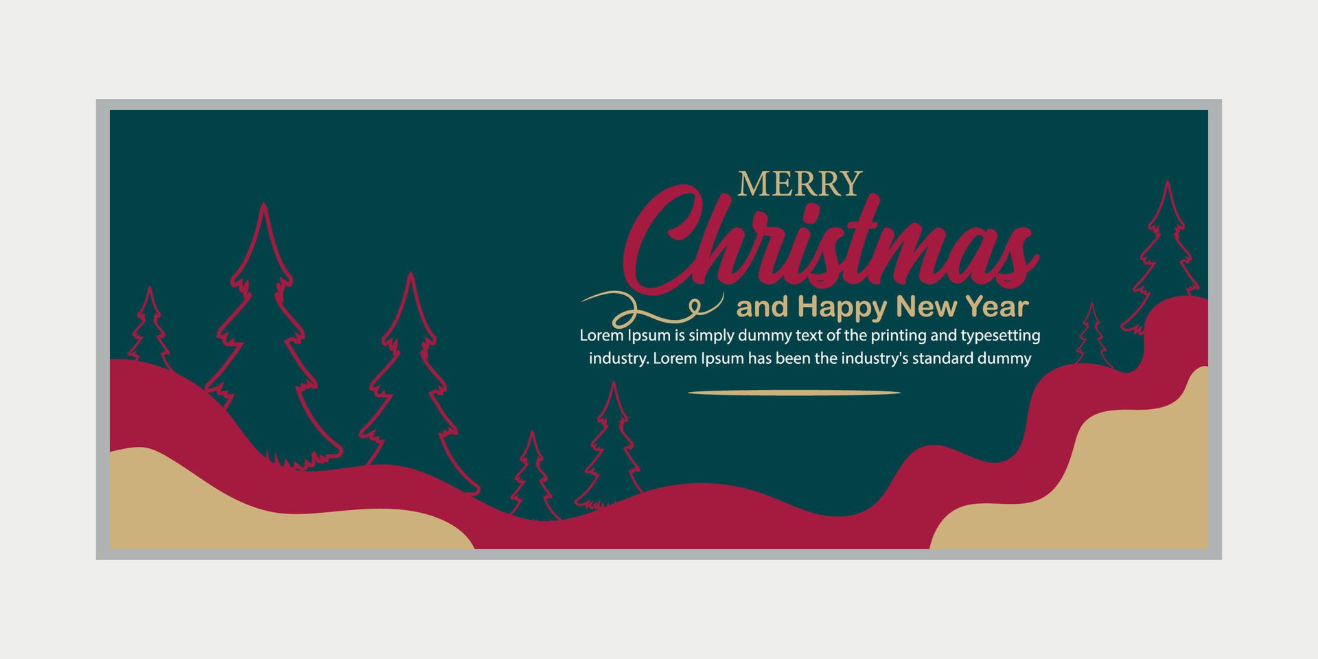 merry christmas banner set and happy new year banner, social media cover and web banner,Merry Christmas design for greeting card, Free Vector