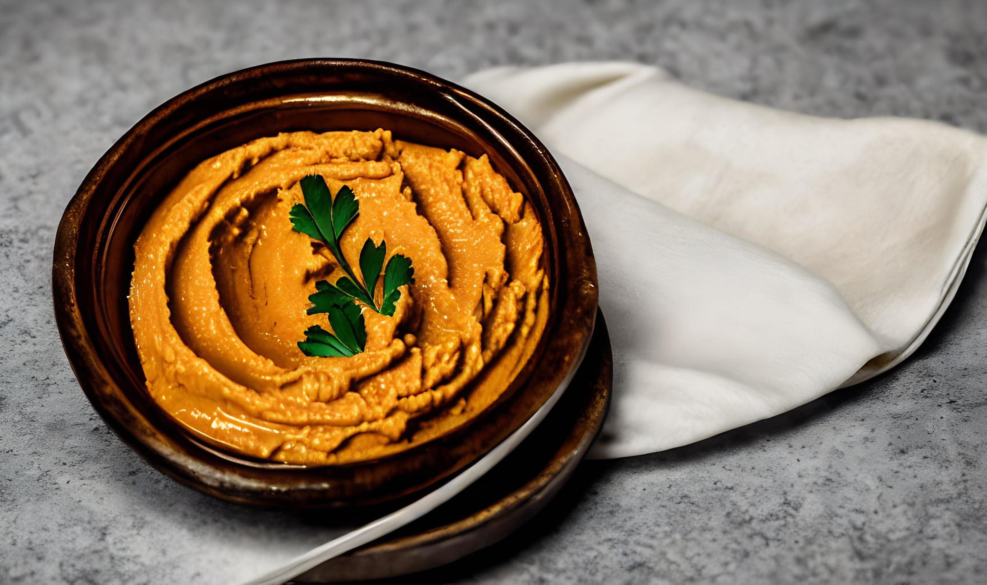 Healthy food. Traditional freshly made organic hummus. Stock Free