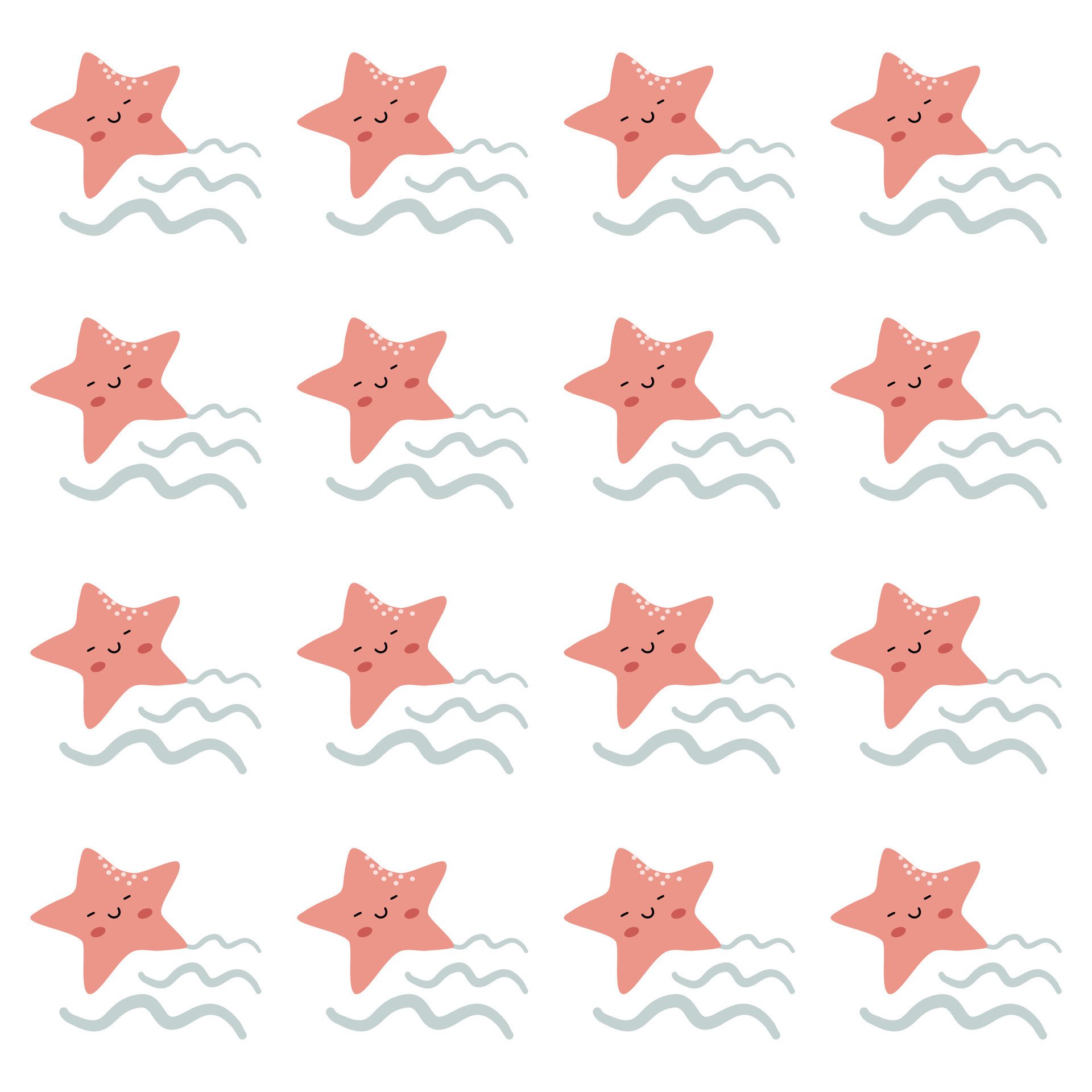 Cute underwater animal pattern. Cute pastel of starfish. Underwater background. Pattern for Kids Free Vector