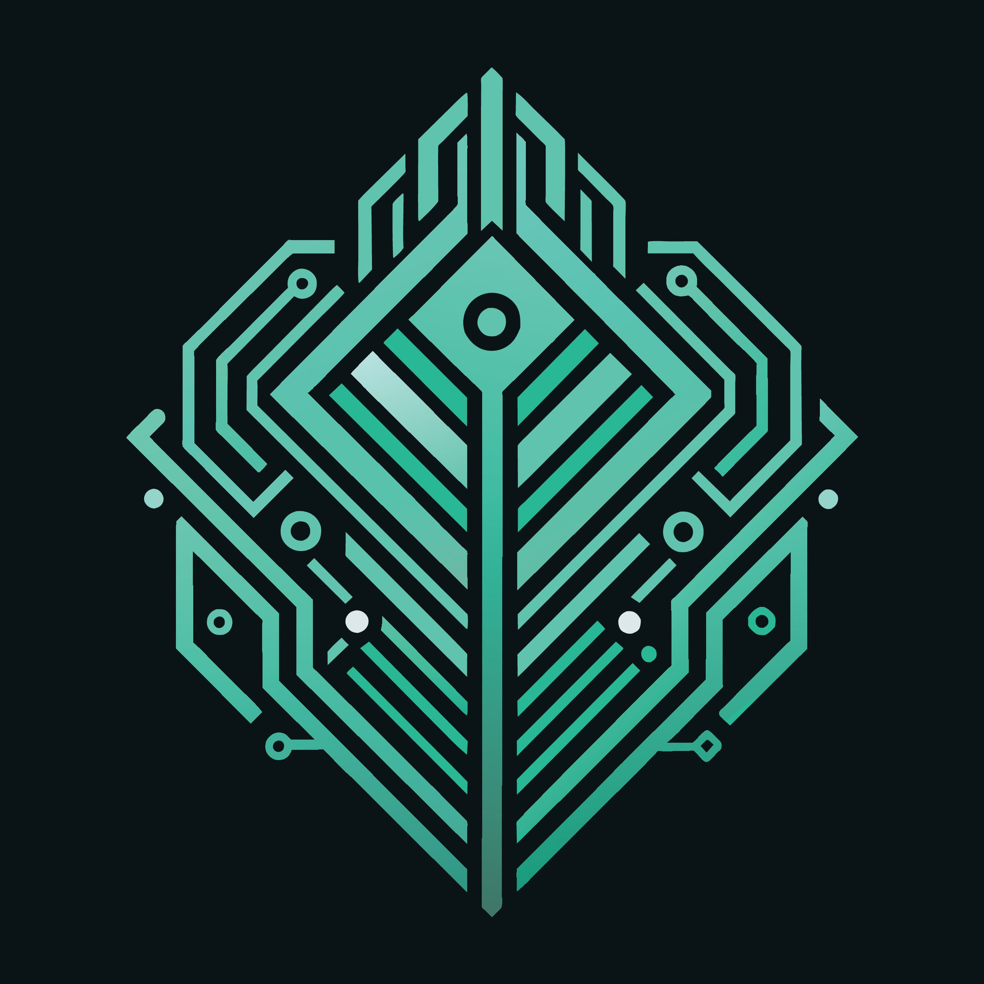 Green and black abstract design resembling a circuit board pattern, Create a minimalist logo inspired by circuit board patterns Free Vector