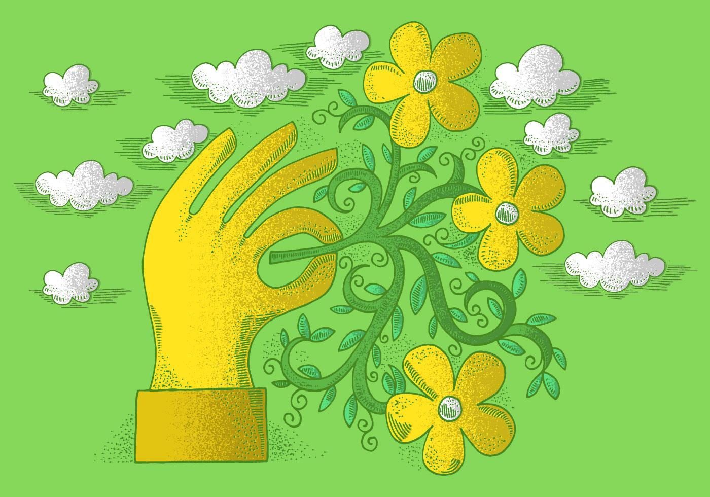 Hand Drawn Flower Vectors Stock Free