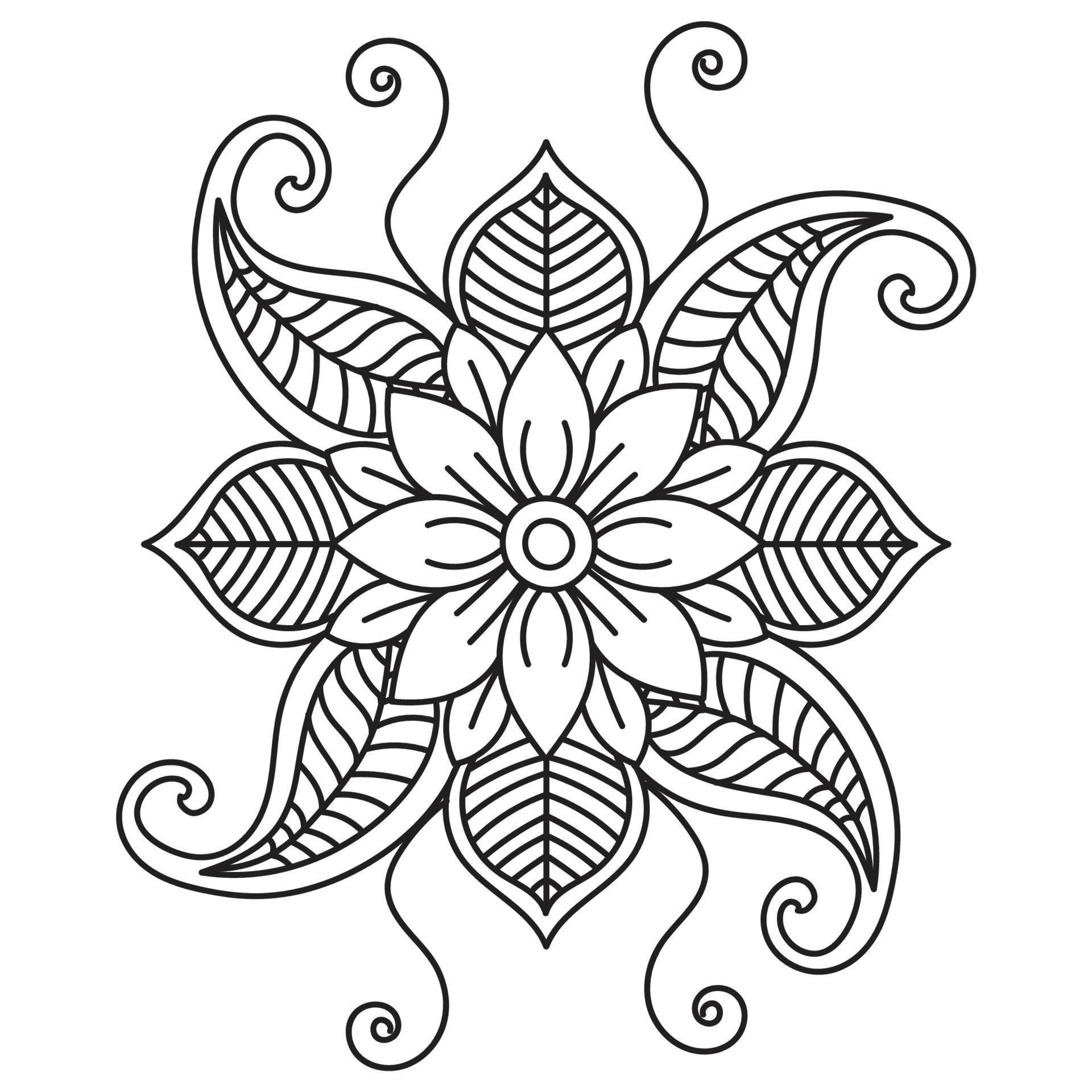 Set of differents flower line on white background. Flowers drawing with line-art on white backgrounds. Stock Free