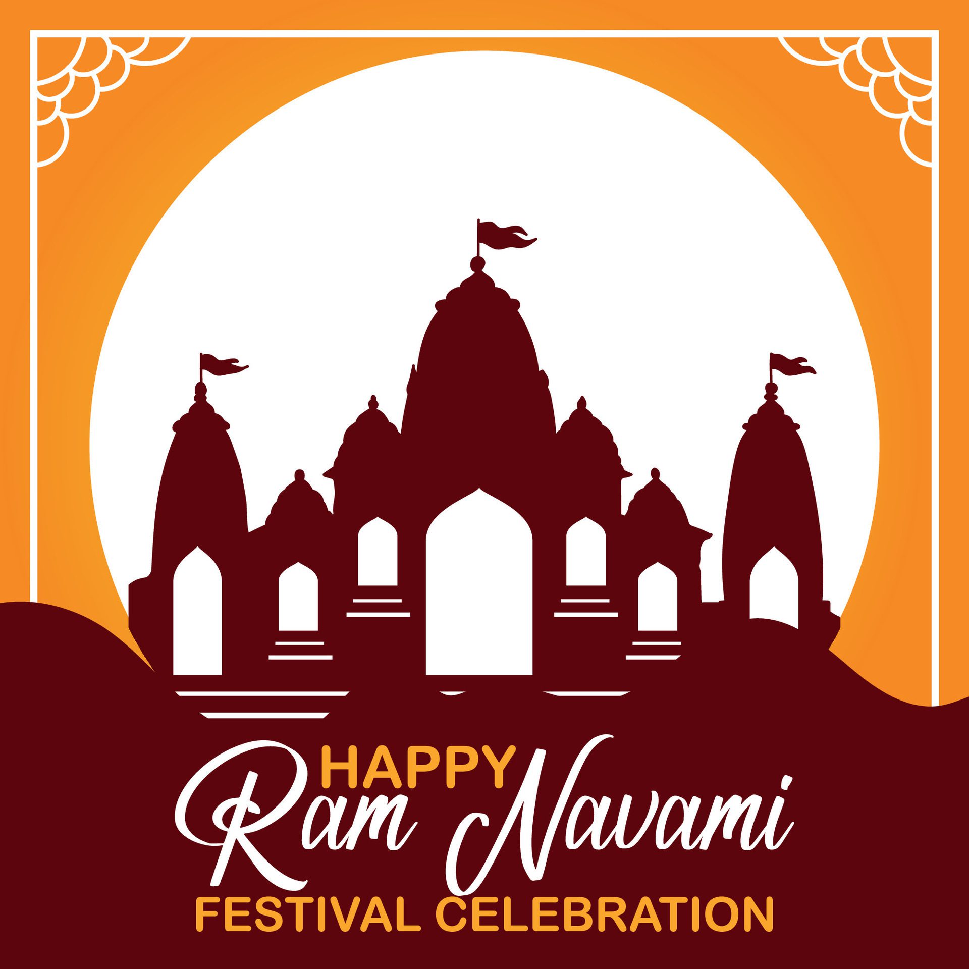 Happy Ram Navami cultural Banner Hindu festival vertical post wishes celebration card Ram Navami celebration background Free Vector