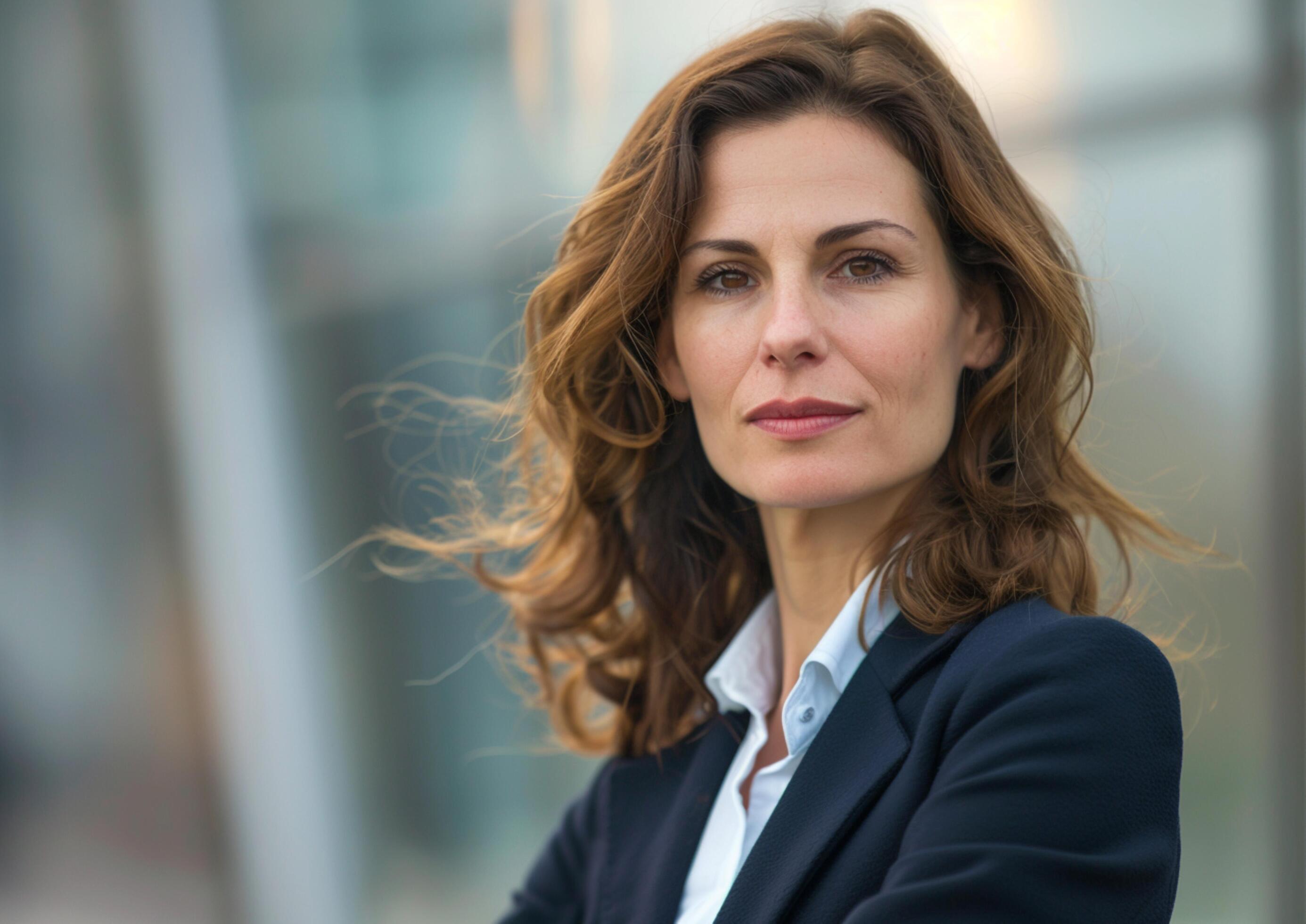 Confident business woman outdoors with blurred background. Stock Free